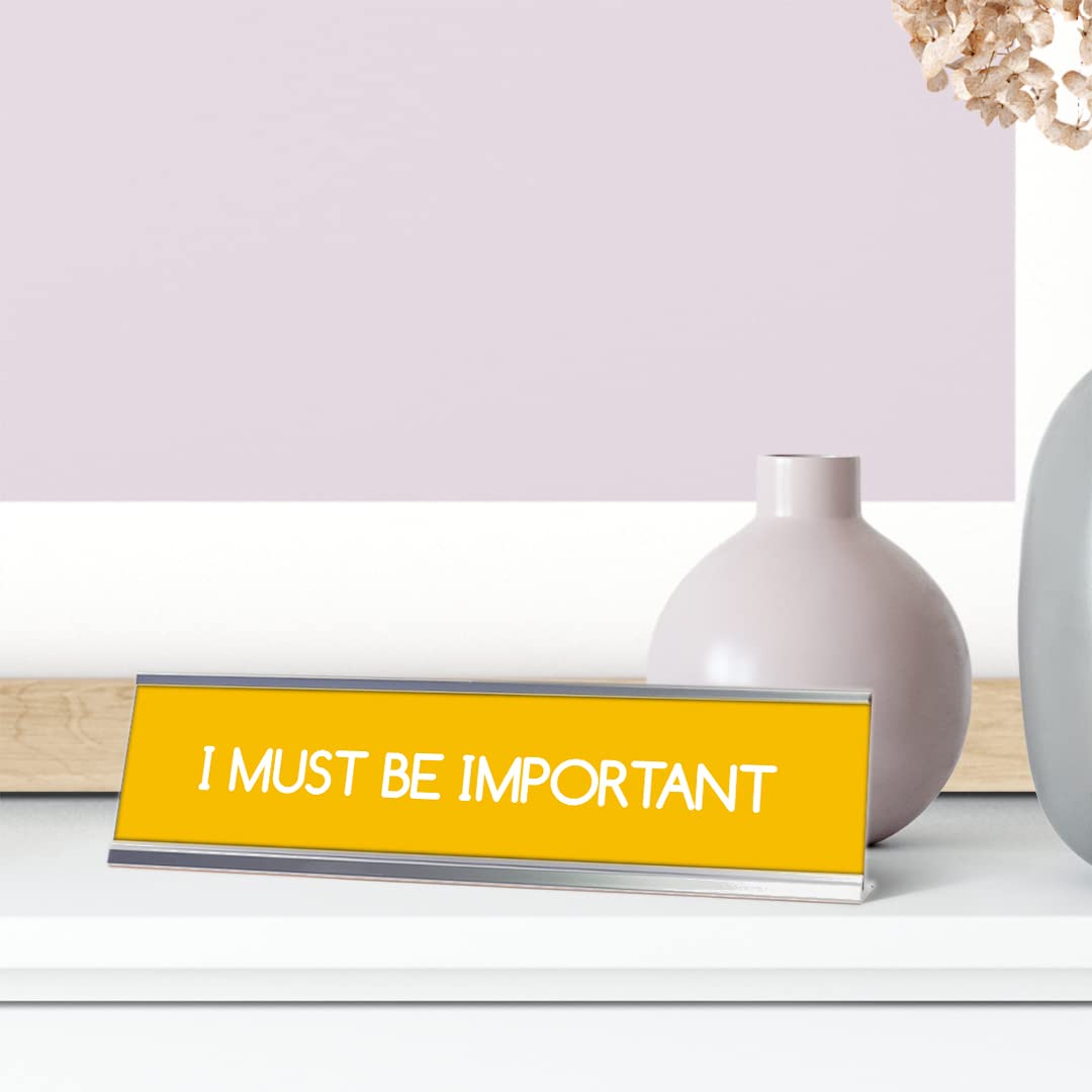 Yellow Silver Frame Desk Sign - 2 x 8 Inch Motivational Office Decor for Desk, Perfect for Workstations, Home Offices & Gifts