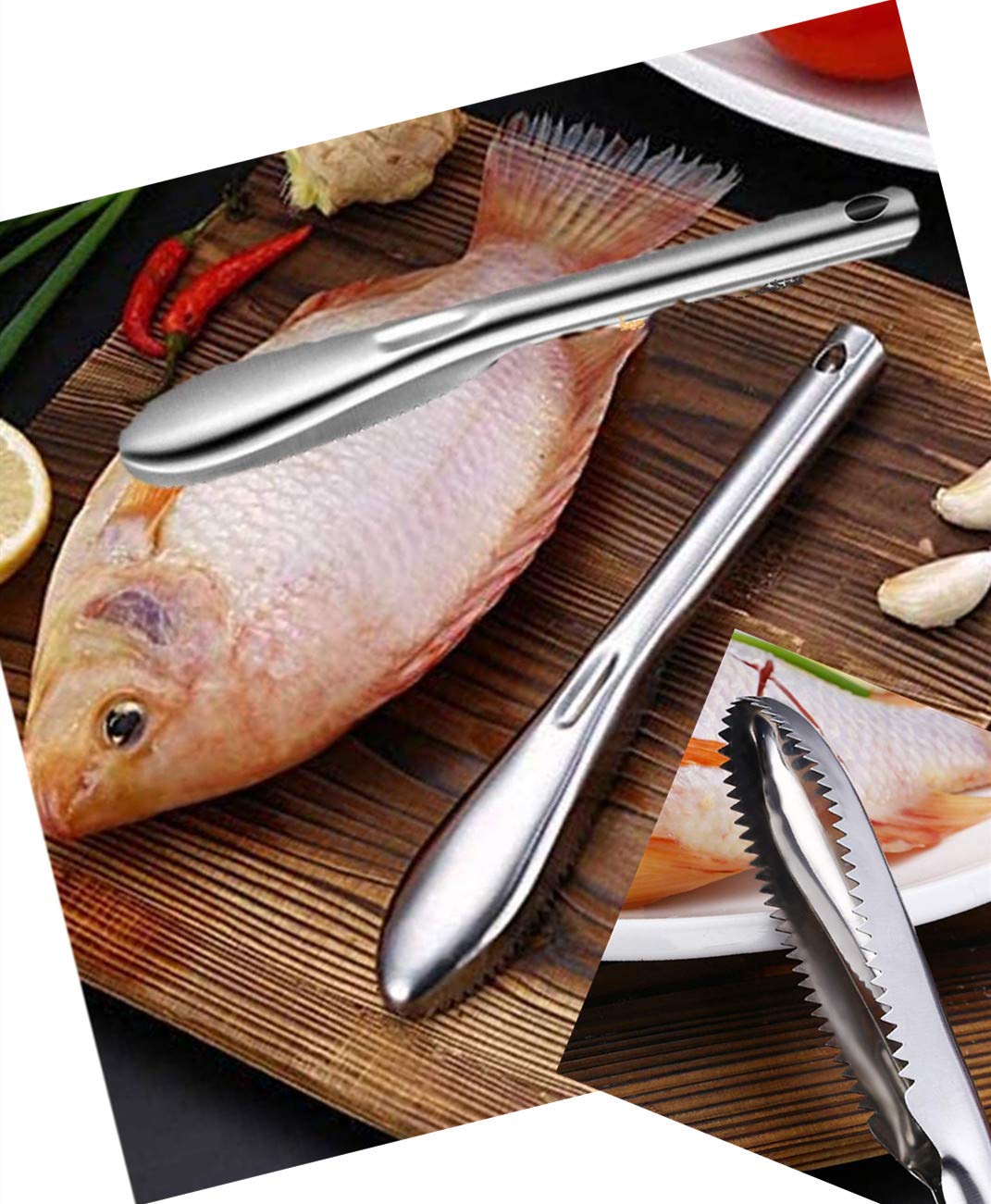 Fish Scale Remover Tool - 2 Pack Stainless Steel Scraper for Kitchen & Cooking