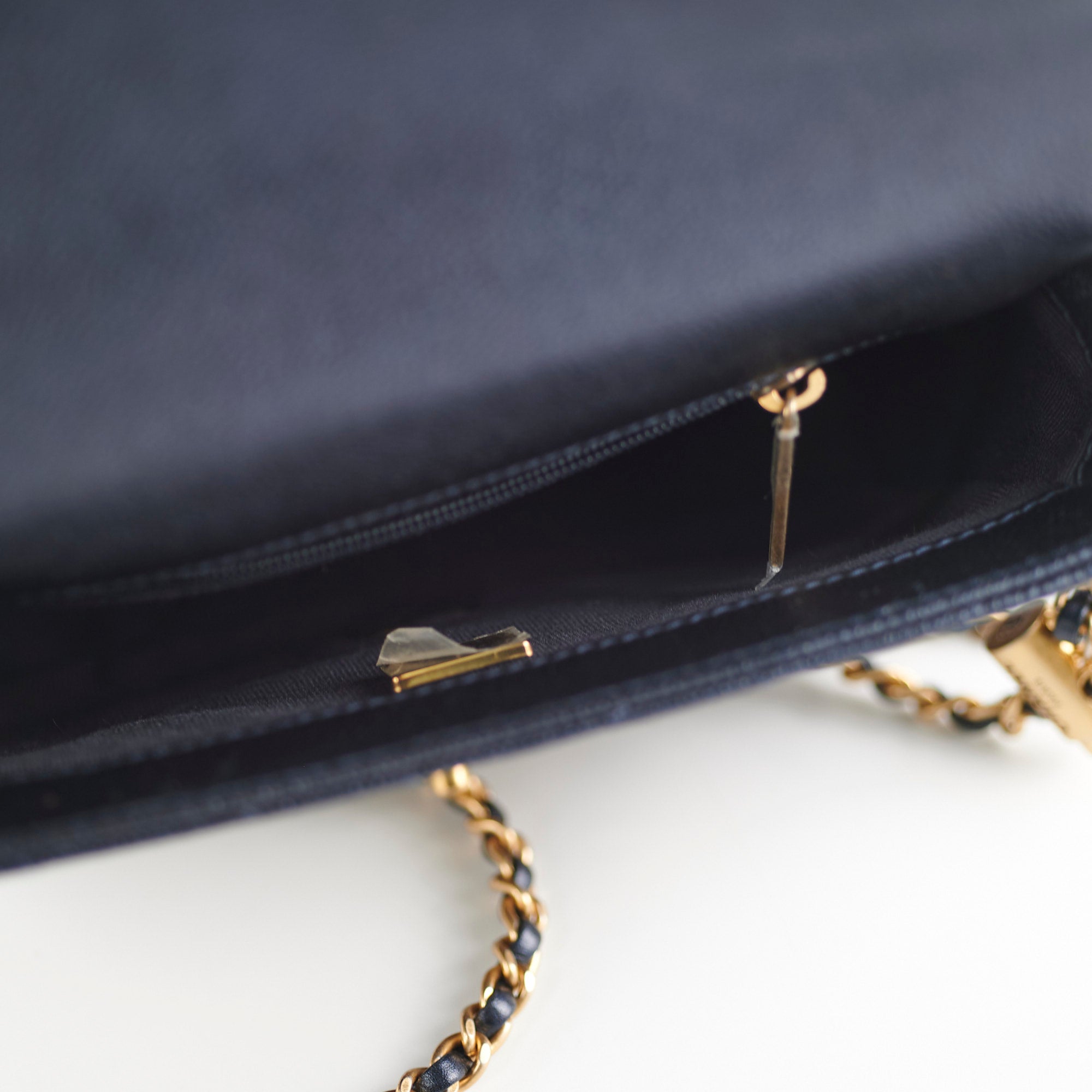 Chanel Perfect Mini Classic Flap Bag Iridescent Navy Blue Leather Crossbody Purse for Women | Luxury Evening Party & Date Night Accessory