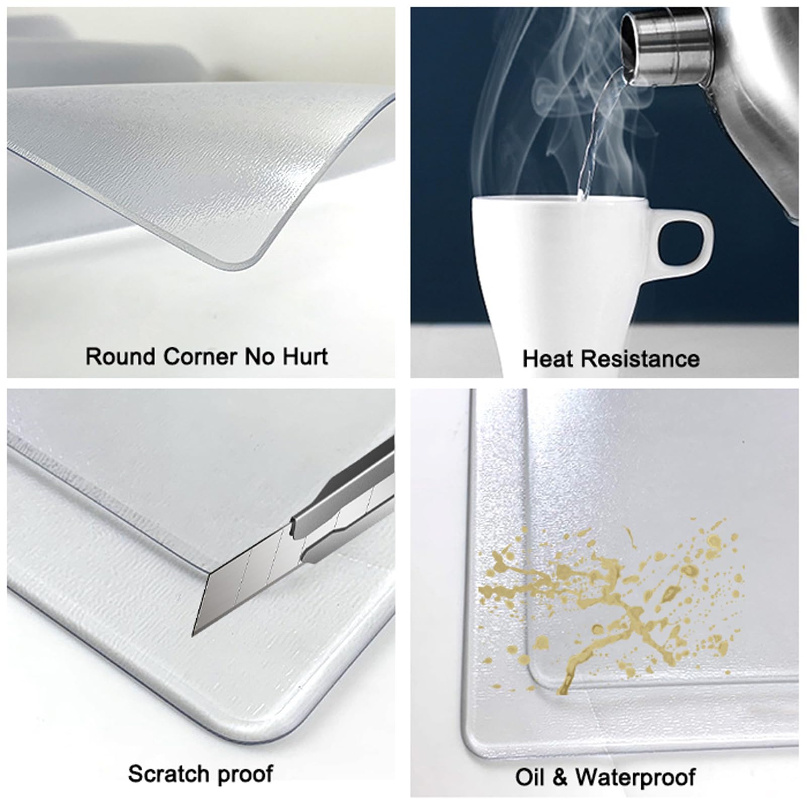ZARBAILRE 39x63in Thick Clear PVC Table Protector - Durable Rectangular Plastic Tablecloth Desk Pad for Coffee, Dining, Office, End Tables - Ideal for Home, Office, and Event Use