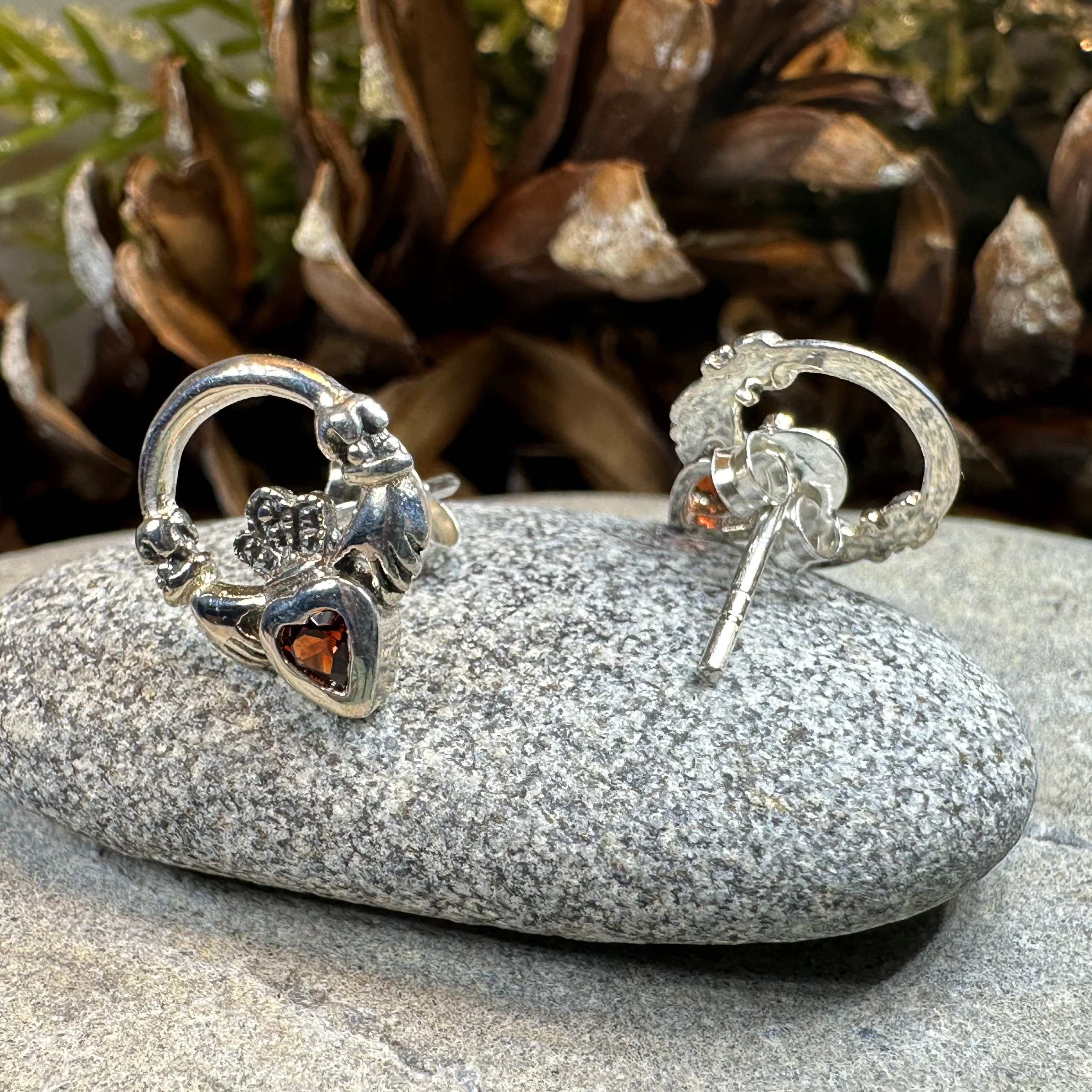 Cheerful Claddagh Earrings - Irish Friendship & Love Stud Earrings for Women, Sterling Silver Celtic Jewelry - Perfect for St. Patrick's Day, Weddings & Gifts
