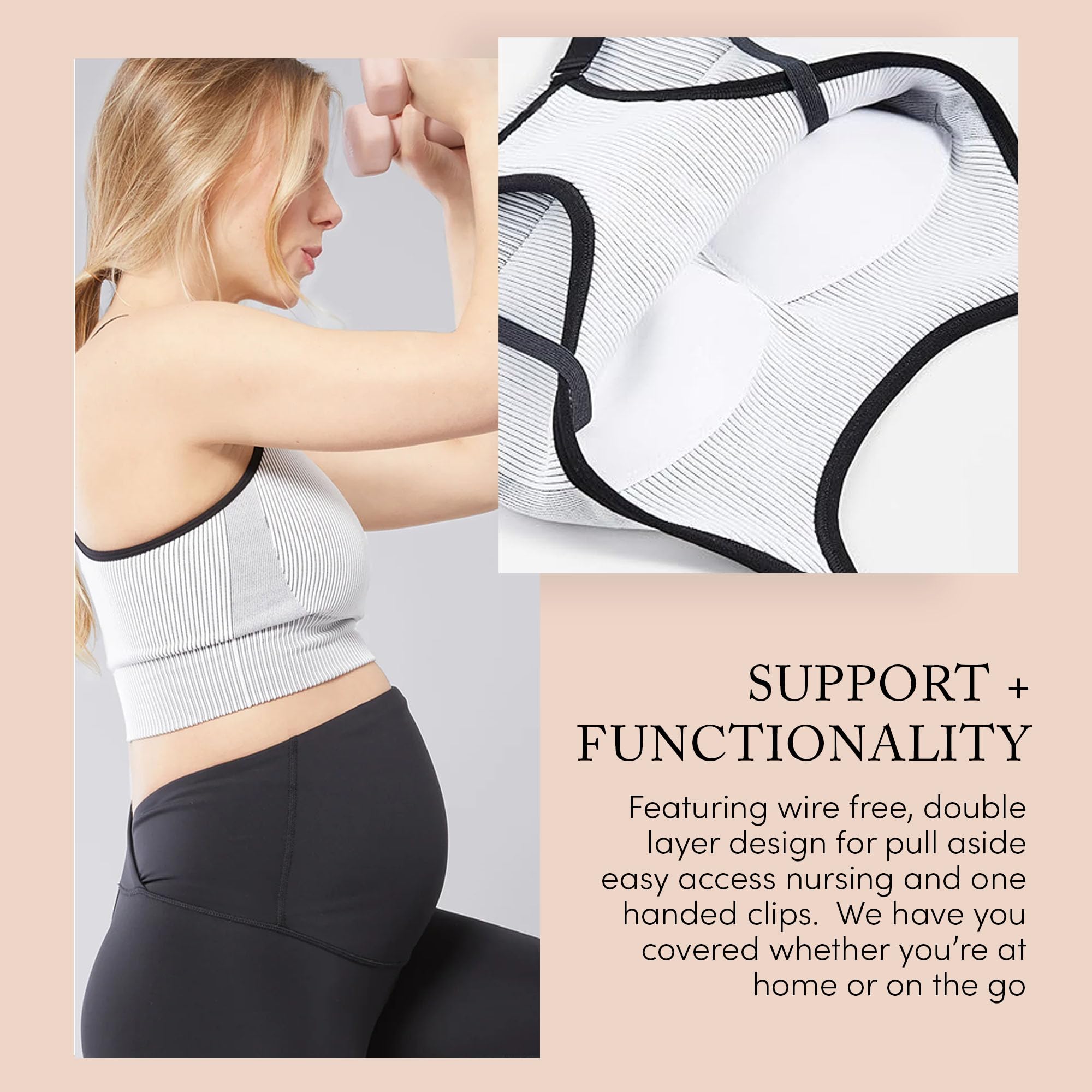 Ingrid & Isabel - Seamless Maternity & Nursing Sports Bra for Pregnancy, Postpartum & Breastfeeding - Comfortable Workout & Lounge Wear for Active Moms