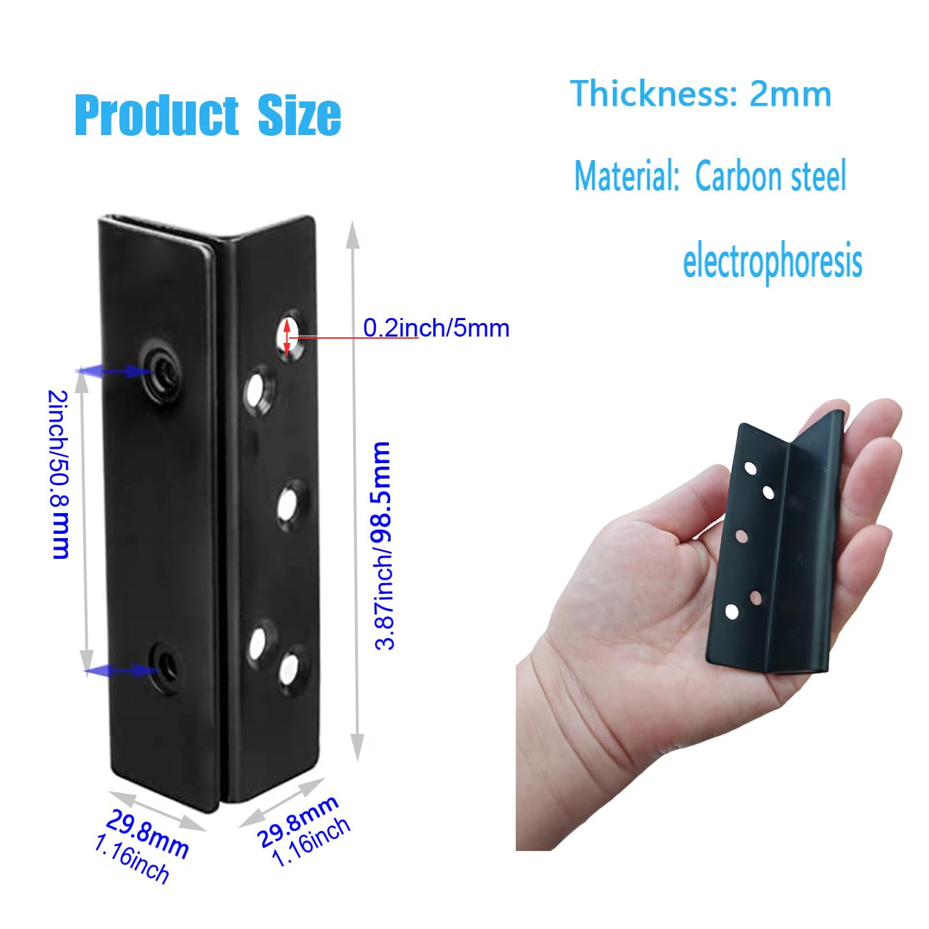 Heavy Duty Bed Frame Brackets with Double Hook Slot - Set of 2 for Wooden Bed Frames (Screws Included) | Bed Post Attachment Hardware for Secure Bed Assembly | Perfect for Bedroom Furniture and DIY Bed Frame Projects