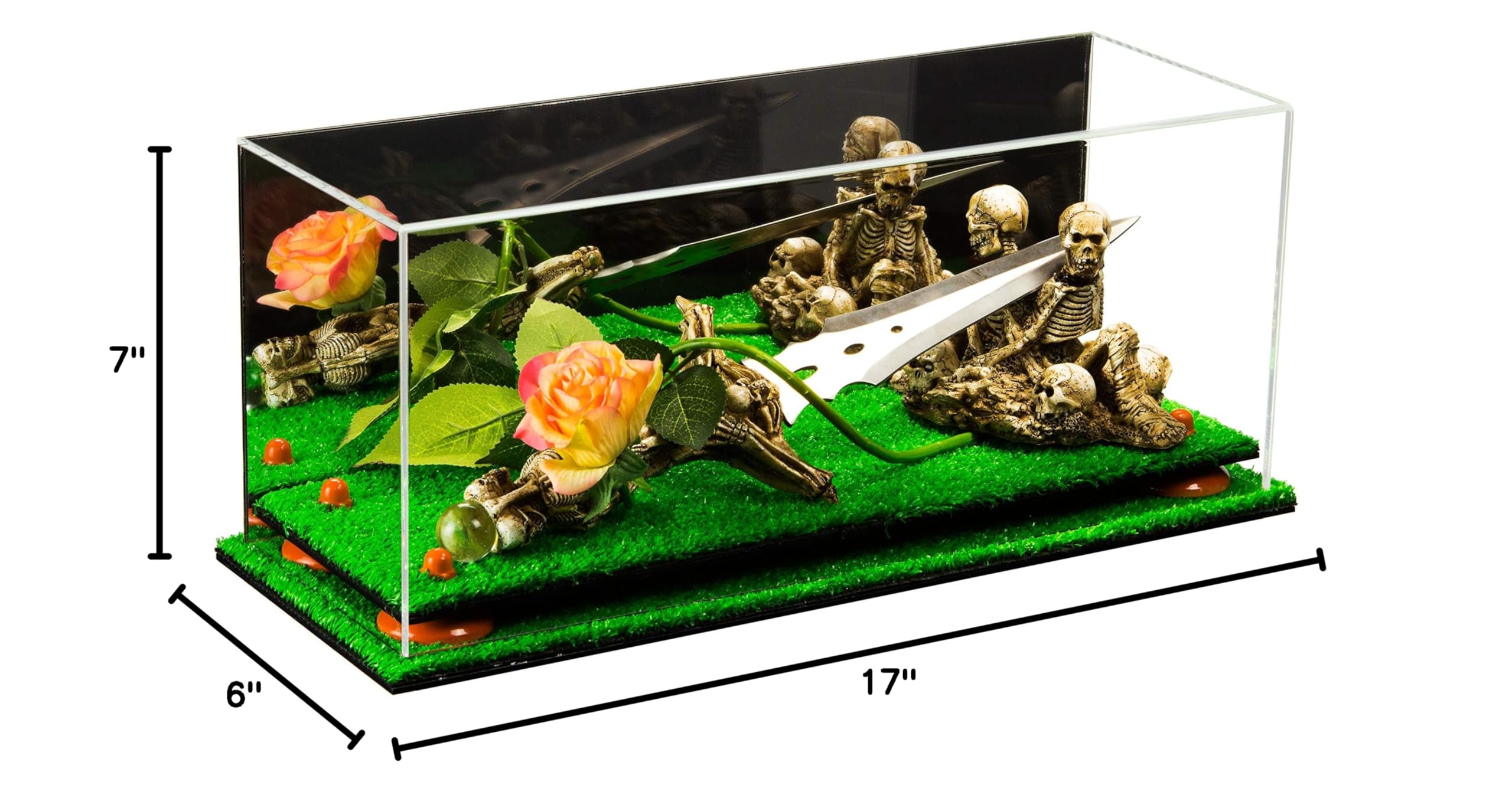 Clear Acrylic Display Case with Turf Base - Versatile Showcase for Collectibles, Jewelry & Miniatures | Perfect for Retail Stores, Home Decor & Office Displays