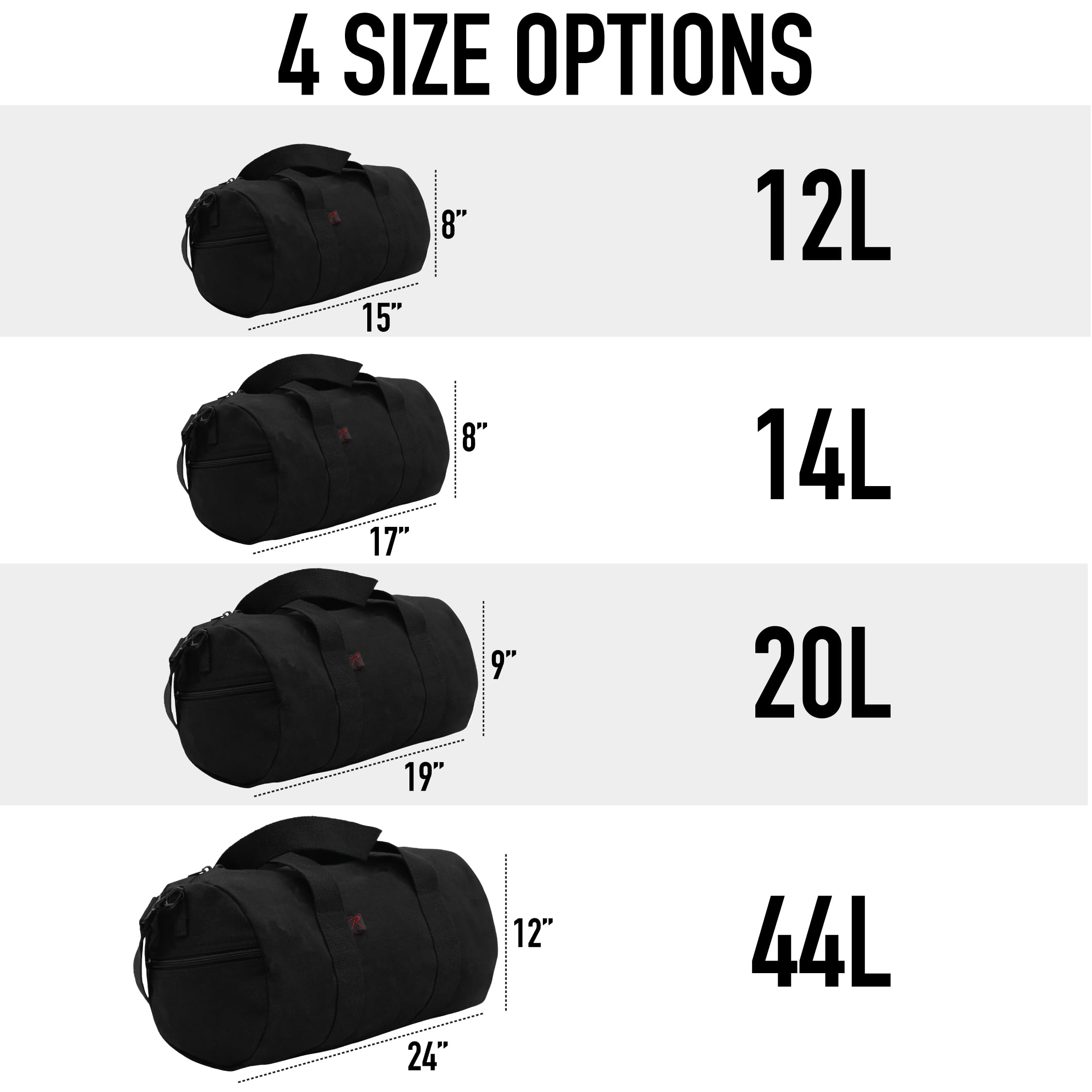 Rothco 22210 Heavy Duty Canvas Shoulder Duffle Bag - Military Style Travel Duffel for Gym, Camping & Outdoor Adventures