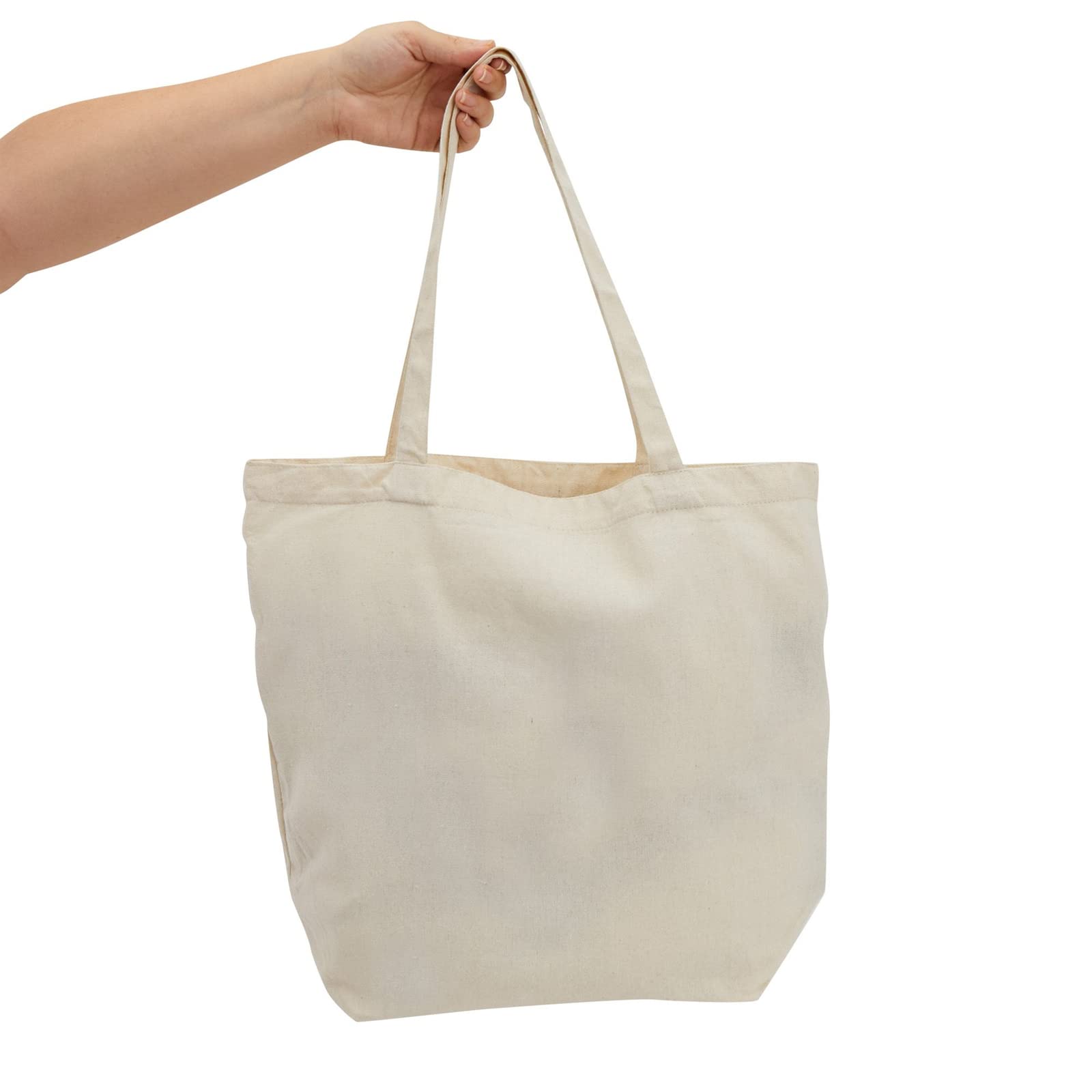 Okuna Outpost Reusable Canvas Grocery Bags - Eco-Friendly Non-Woven Cloth Tote Bags with Sturdy Handles for Shopping, Groceries & Farmers Market (16.5 x 19.5 Inches, 3 Pack) - Perfect for Grocery Hauling, Beach Trips & Picnics
