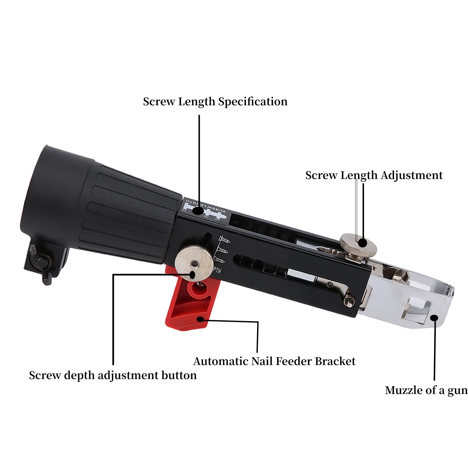 Auto Feed Screw Gun - Collated Screwdriver for Drywall, Wood & Ceiling Installation | Electric Drill Attachment for Gypsum Board, Partition Walls & Wood Panels | Perfect for Construction, DIY Projects & Home Renovations