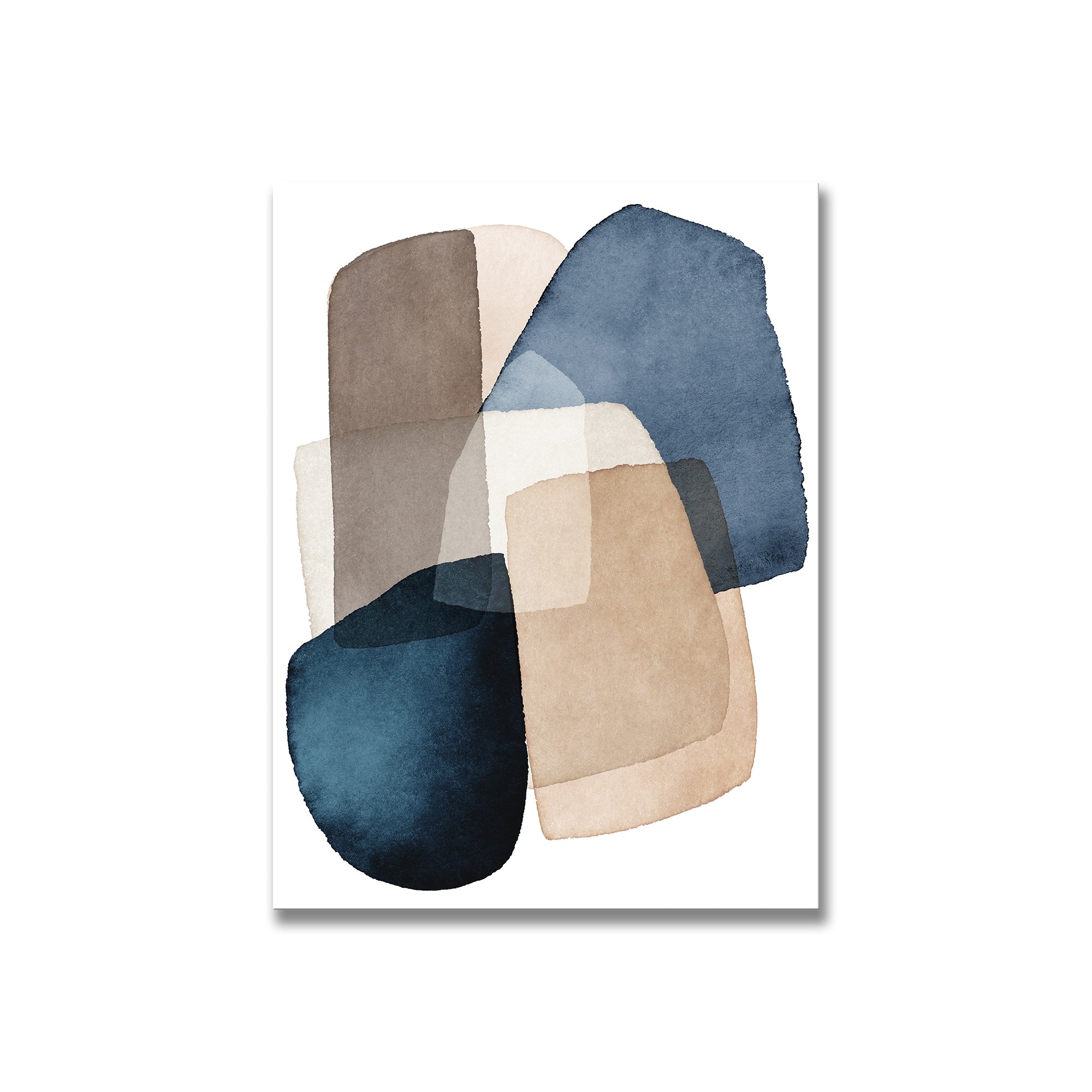 Blue and Brown Abstract Blocks Framed Print Wall Art by Kathrin Pienaar - Modern Home Decor for Living Room, Bedroom & Office