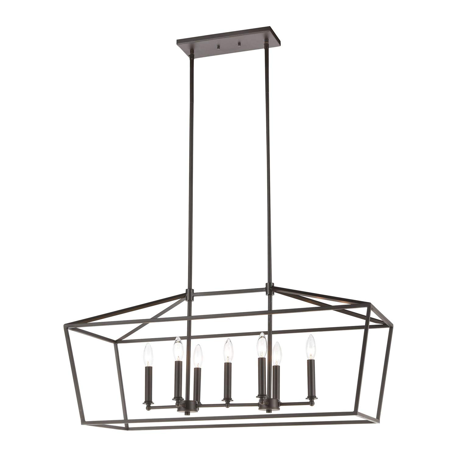 Fairfax 7-Light Linear Chandelier in Oil Rubbed Bronze - Modern Dining Room Lighting Fixture for Kitchen Island, Entryway & Living Room