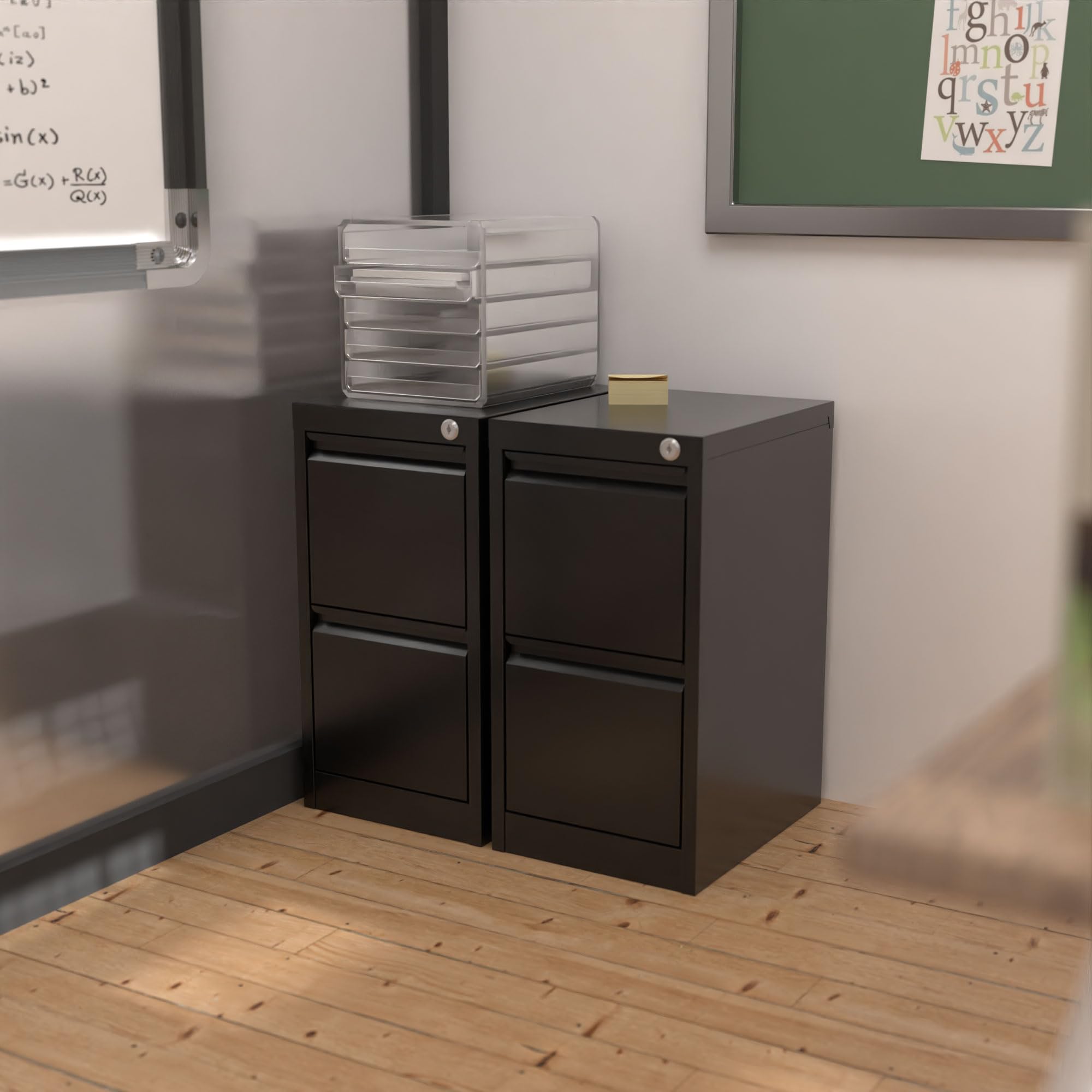 Aobabo 2 Drawer Black Steel File Cabinet - 15
