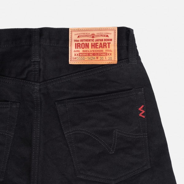 Iron Heart IH-555s 14oz Selvedge Denim Jeans - Super Slim Cut in Black (142 BB) | Premium Raw Denim for Men | Perfect for Urban Wear & Motorcycle Riding