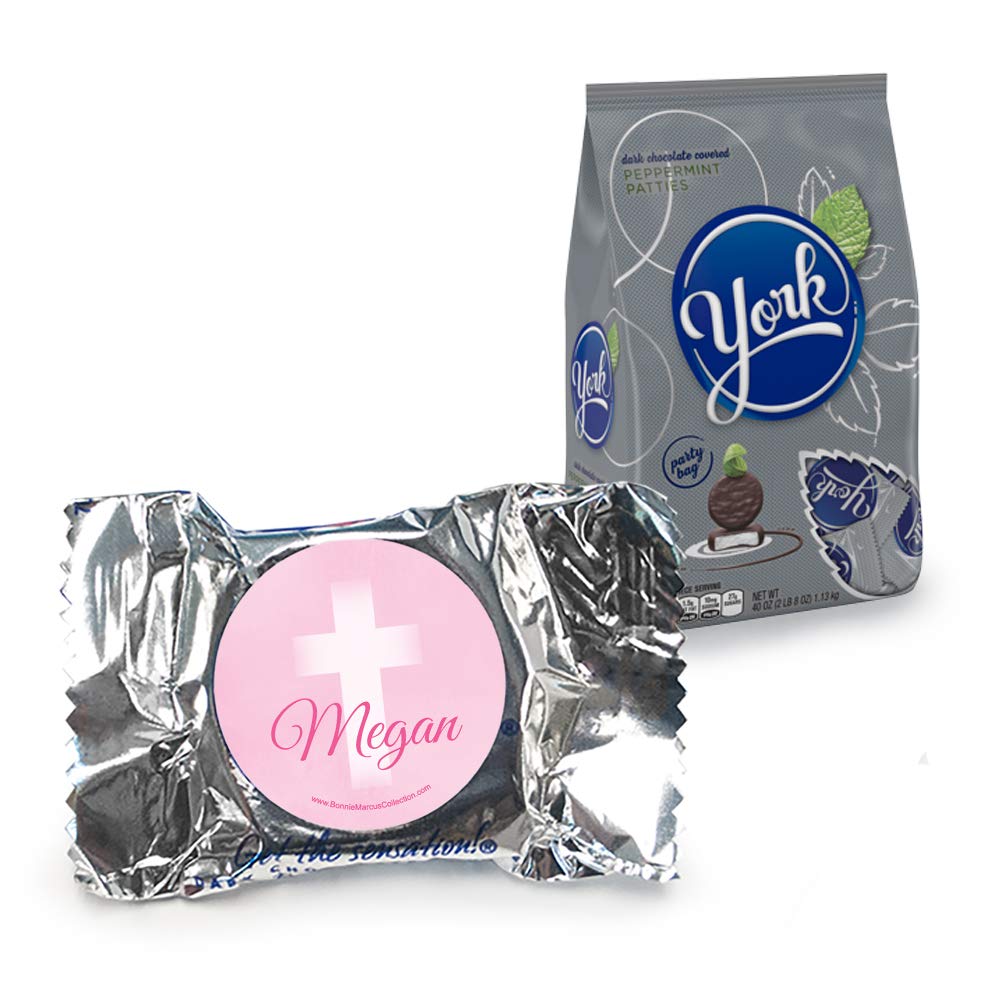 Custom First Communion Mints for Girls - Bulk York Peppermint Patties (70 Count) - DIY Party Favors - Perfect for Baptism, Christening & Religious Celebration Gifts