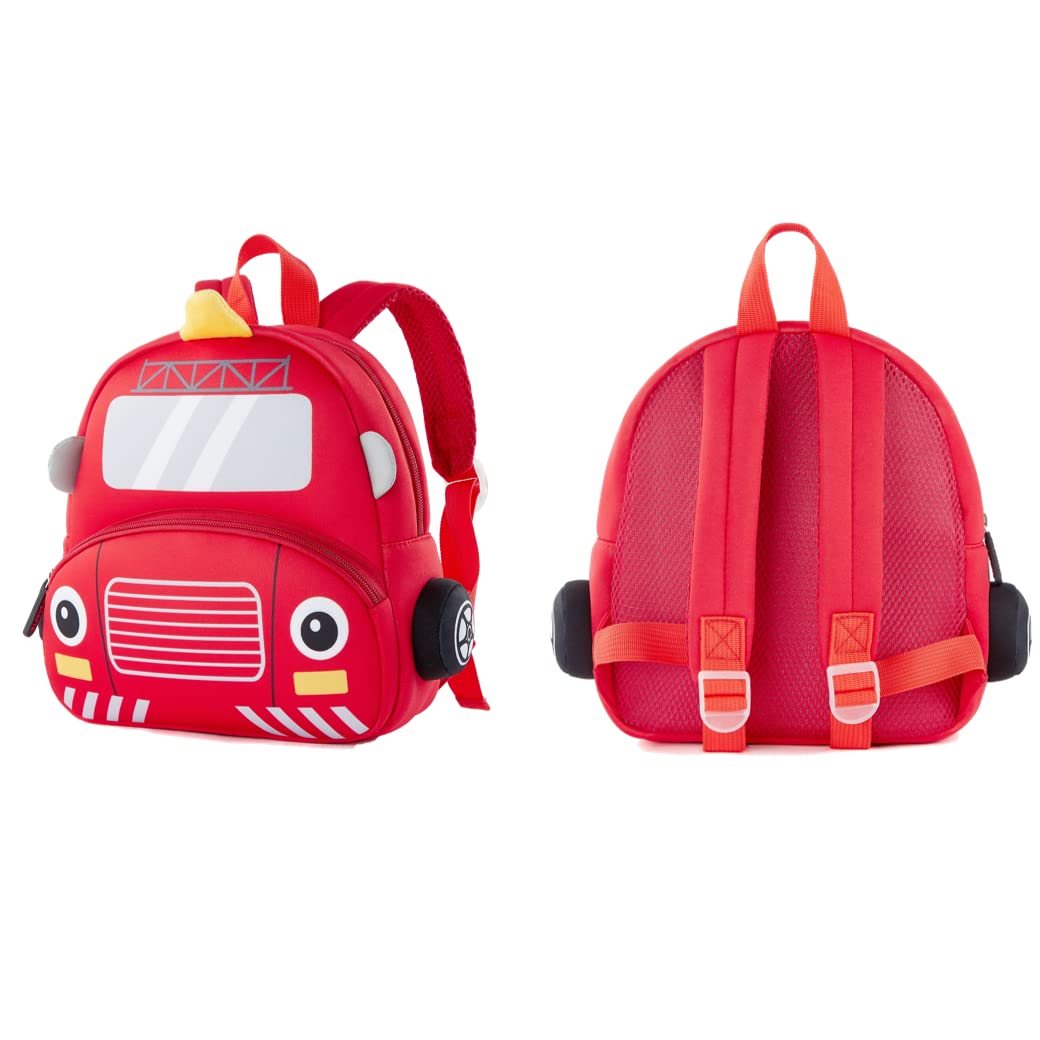Toddler Neoprene Backpack for Kids - Fire Engine Design for Preschool & School Use