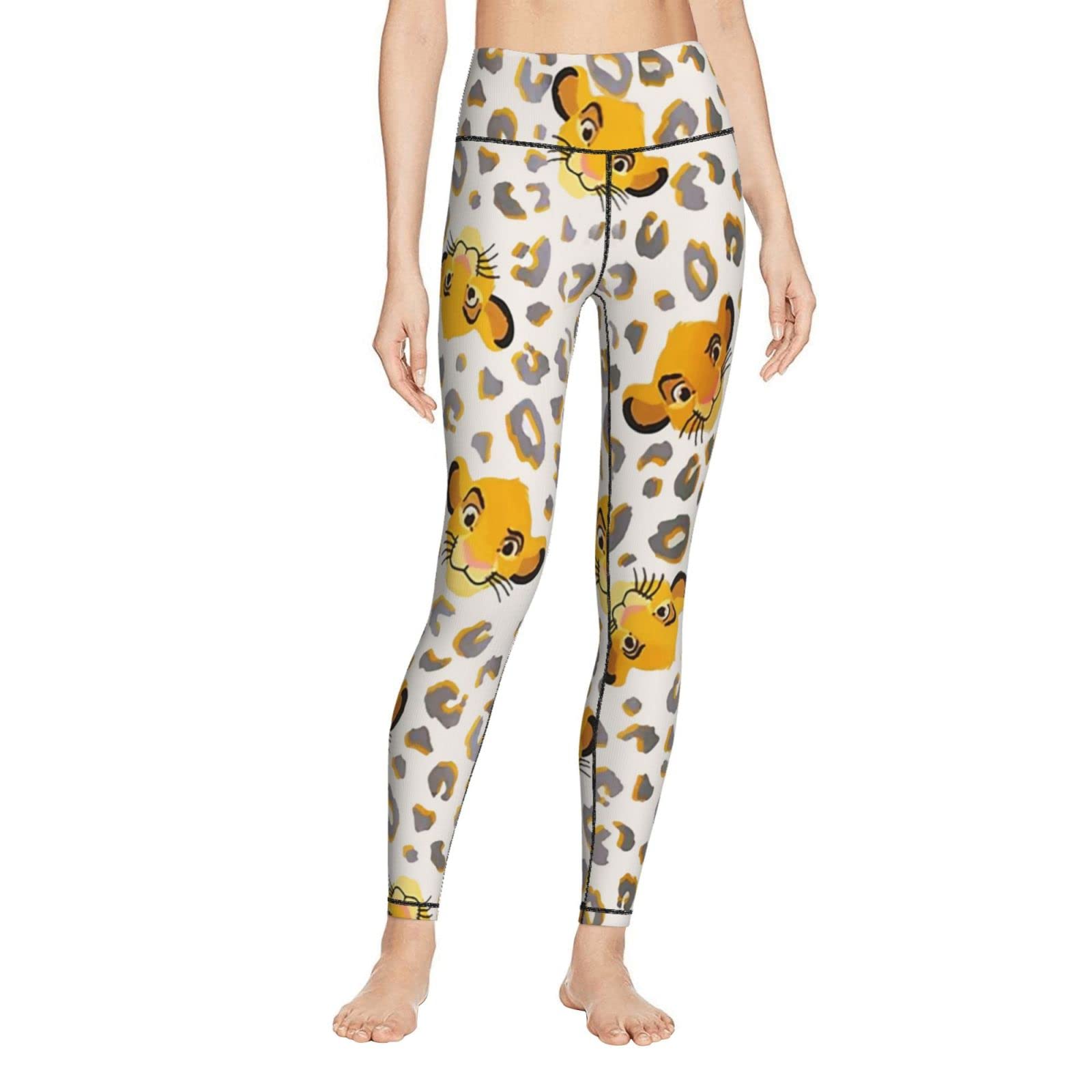 High Waist Yoga Pants for Women - Tummy Control Workout Leggings with Lion & Leopard Print | Stretchy Gym Pants for Yoga, Running & Christmas Workouts