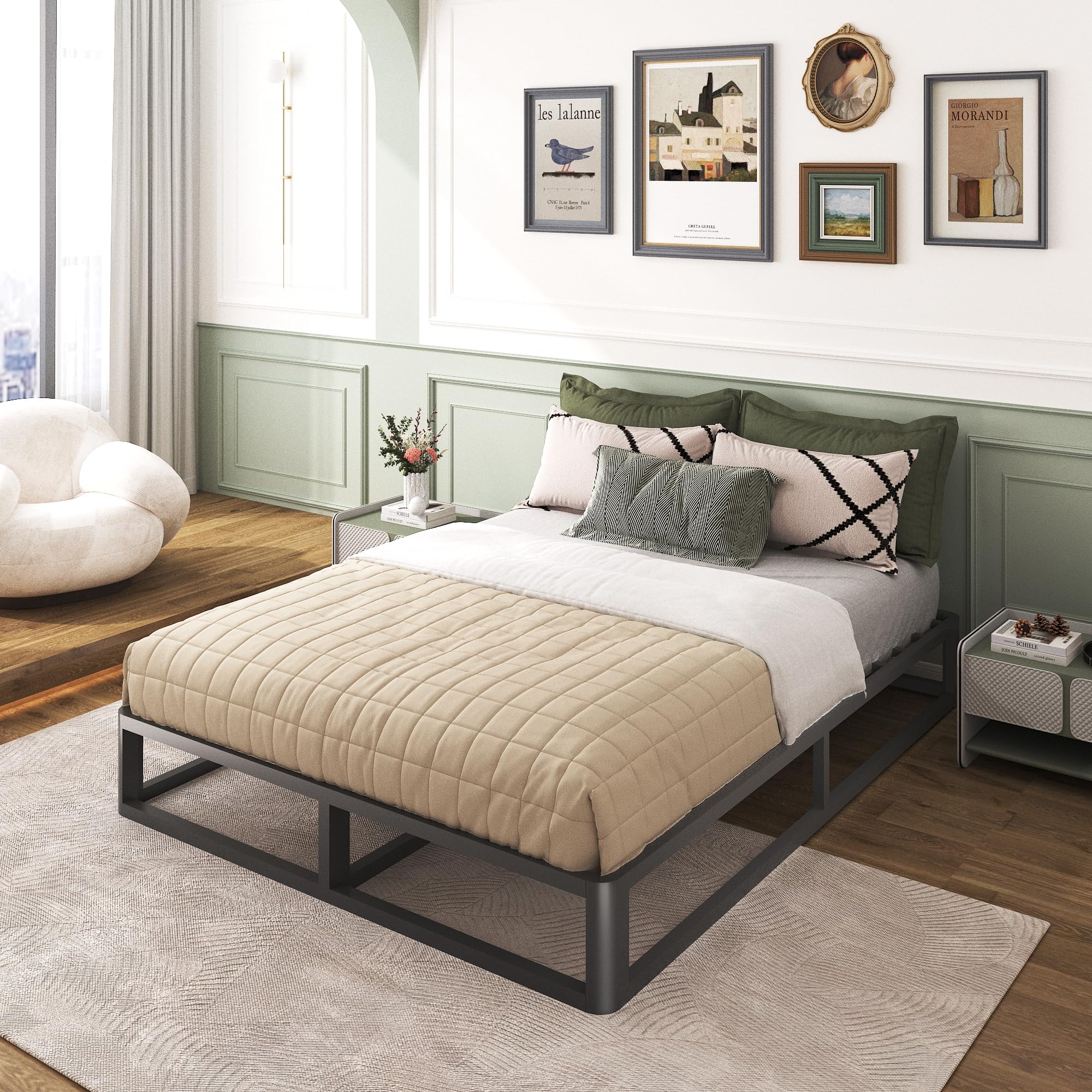 10 Inch Heavy Duty Metal King Bed Frame - 3500 LBS Capacity, Anti-Bending Round Corner Legs, Steel Slat Support, No Box Spring Needed | Quiet, Easy Assembly Platform Bed for Master Bedroom & Guest Rooms