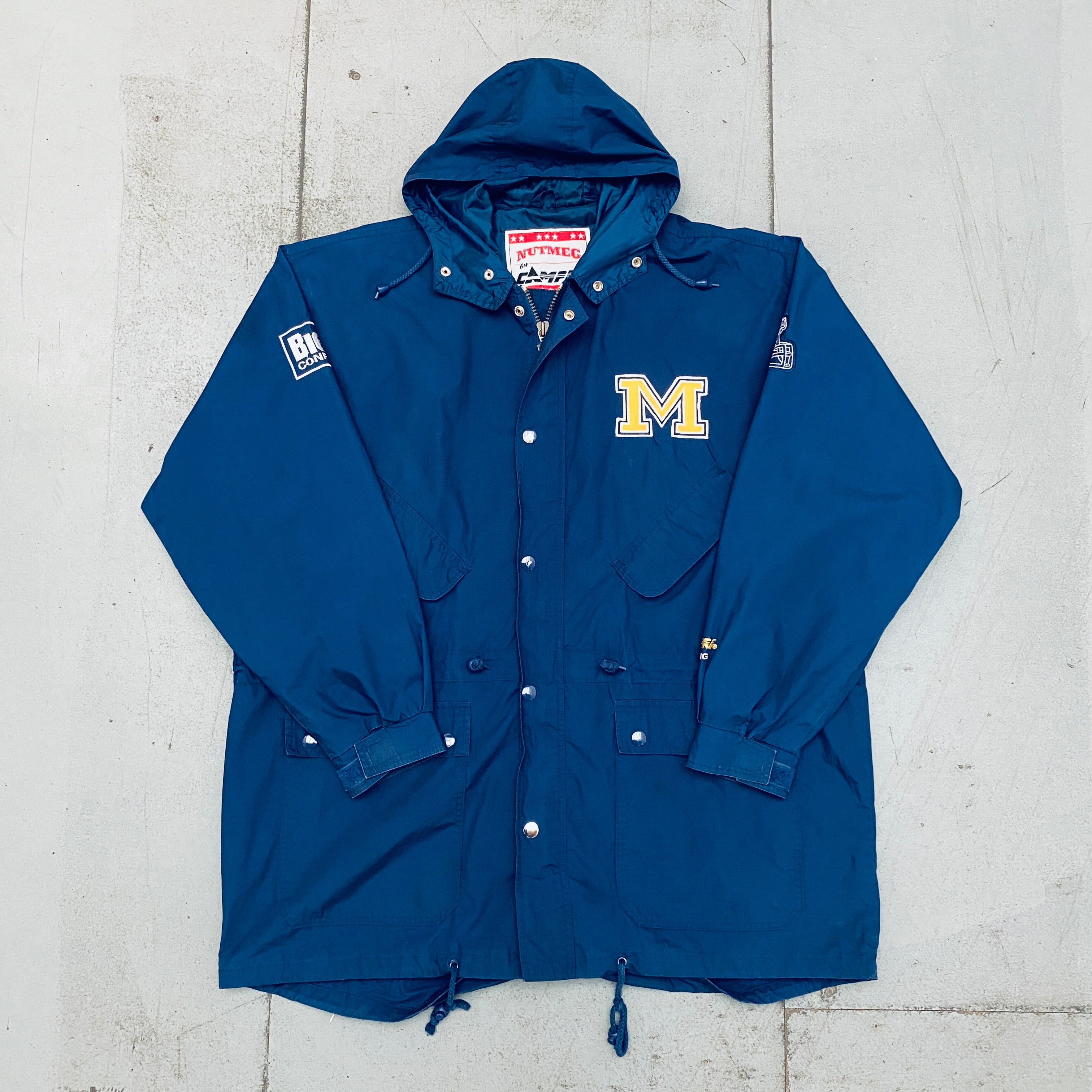 1990s Michigan Wolverines Full-Zip Lightweight Trench Coat by Campri - XXL Size, Vintage College Football Jacket for Game Day & Casual Wear