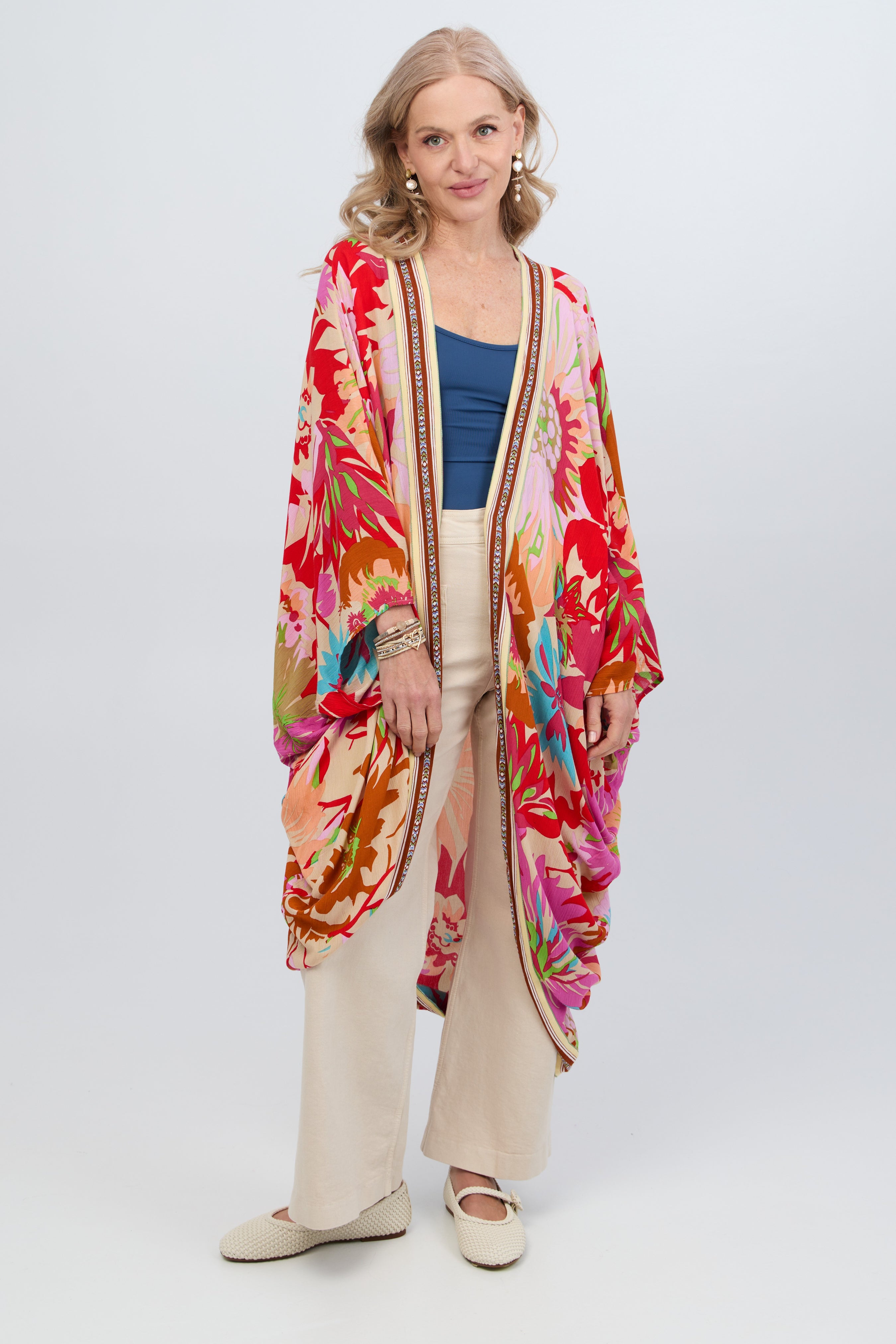 Floral Kimono with Wing Sleeves - Elegant Boho Cover Up for Women | Perfect for Beach, Pool, or Summer Outfits