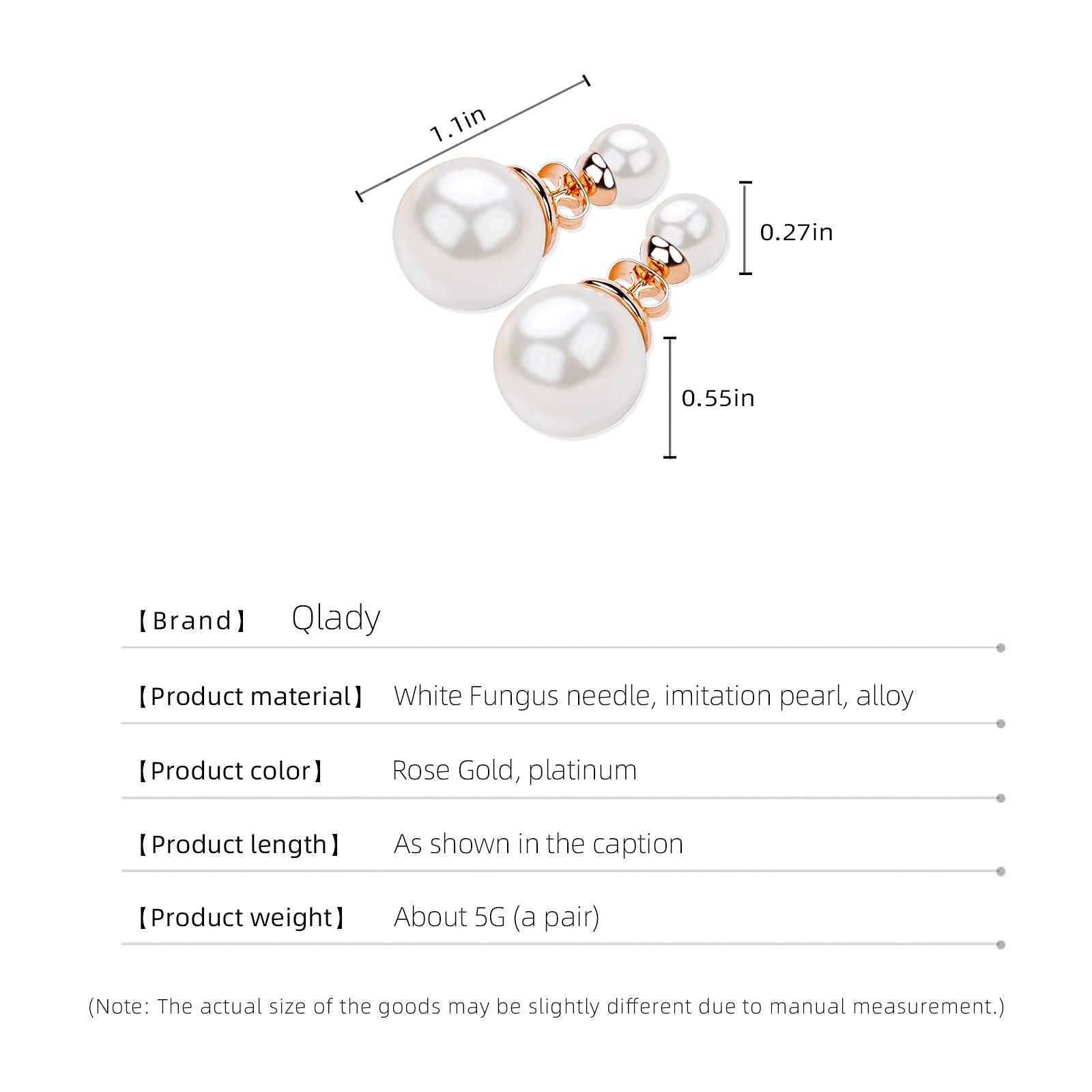 Elegant Double-Sided Pearl Earrings for Women - 925 Sterling Silver Stud Earrings with Front & Back Pearls - Perfect for Wedding, Party, Anniversary & Special Occasion Gifts