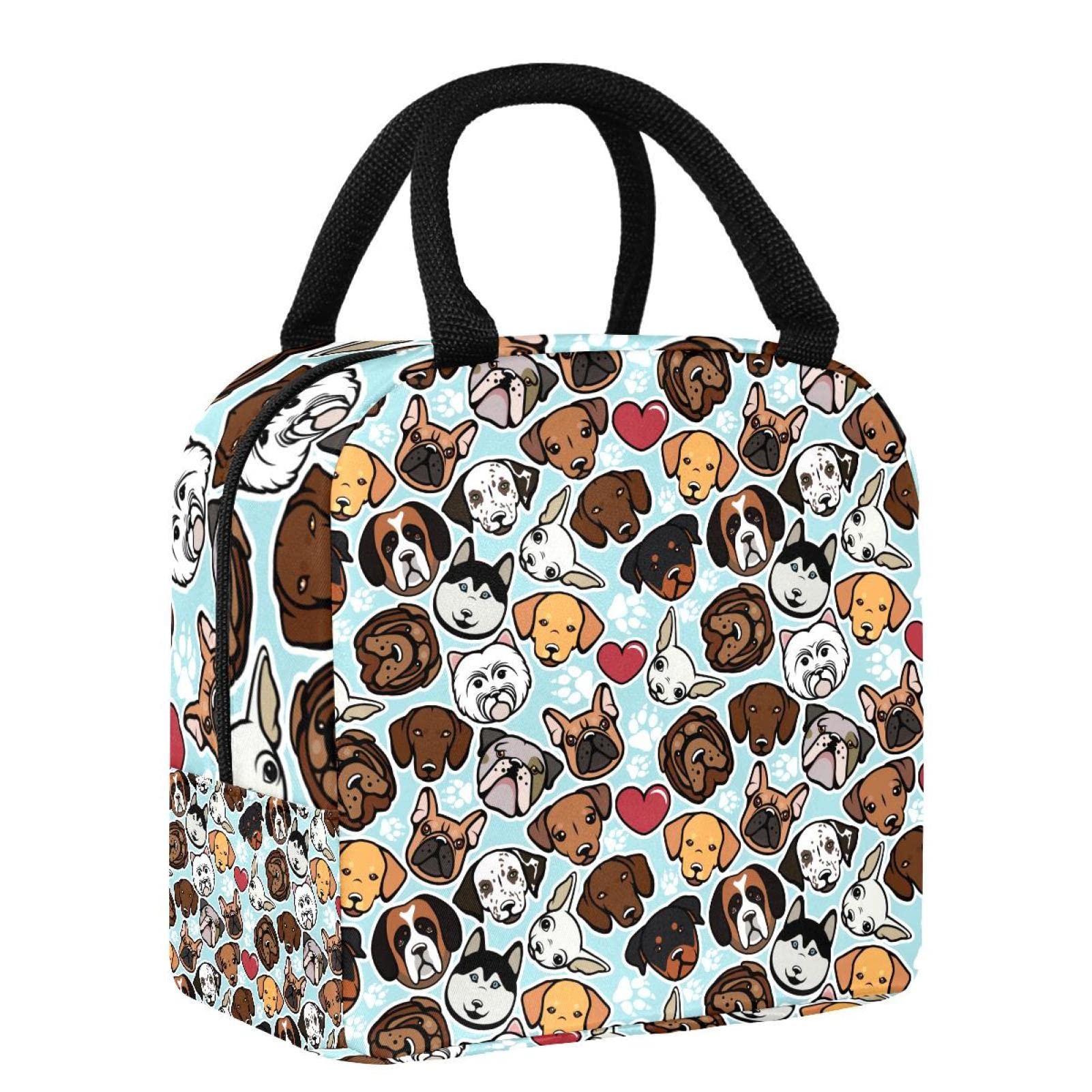 Insulated Leakproof Cooler Lunch Bag - Kawaii Dog Head Pattern Reusable Tote for School, Work, Picnic & Outdoor Activities | Perfect for Women & Men
