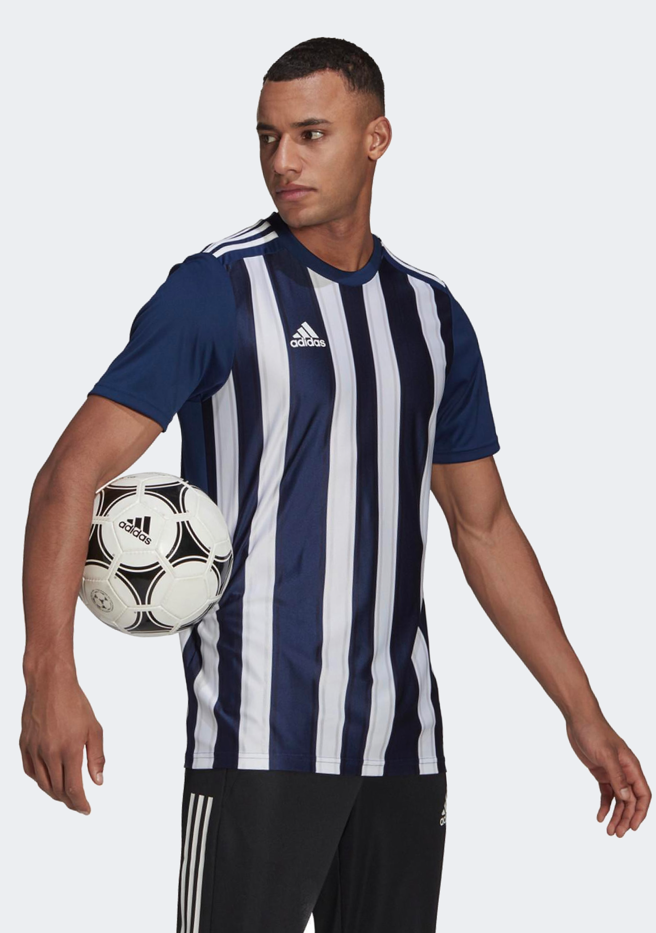 Adidas Men's Striped 21 Jersey - Navy/White - Breathable Performance Soccer Jersey for Training & Matches