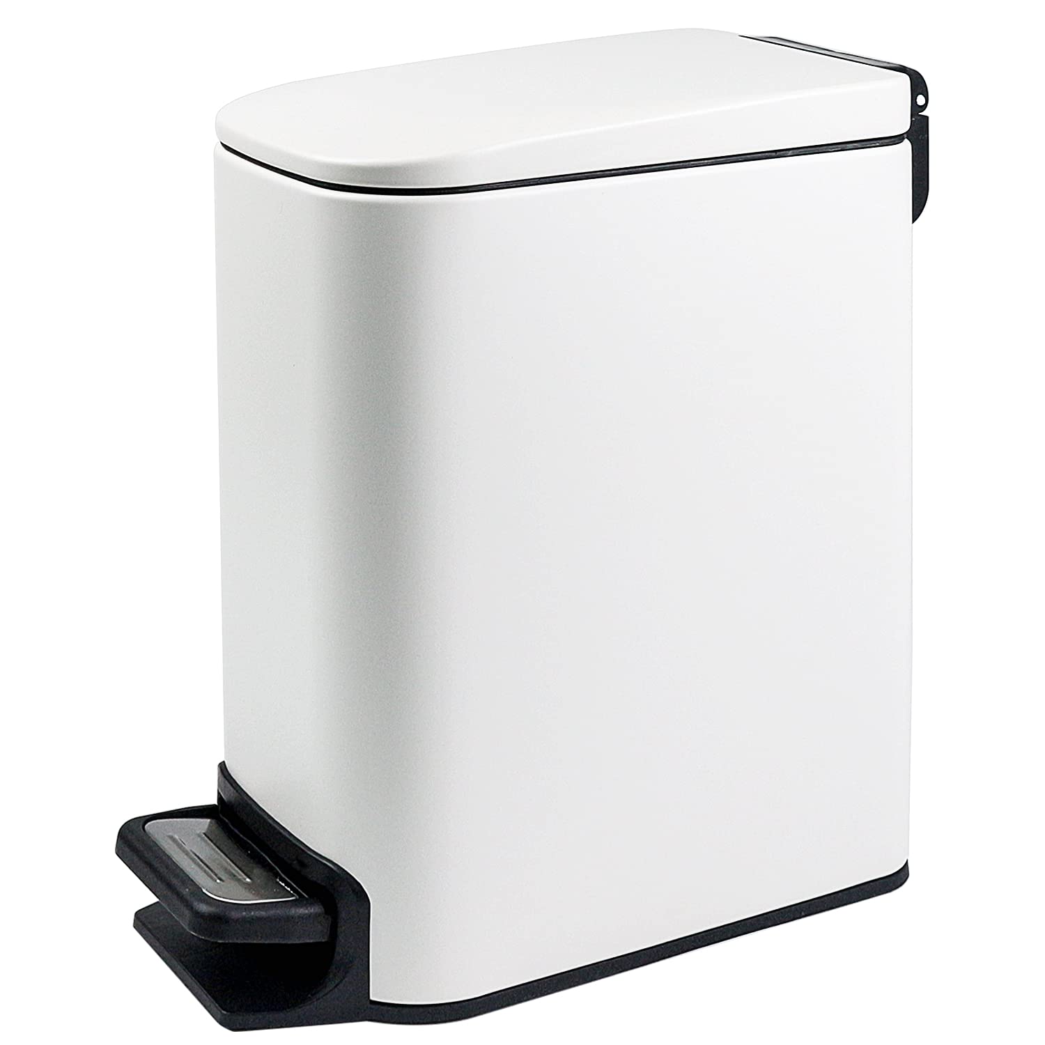 JACY&Co 6L/1.6 Gallon Stainless Steel Bathroom Trash Can with Lid - Soft Close, Removable Inner Basket & Anti-Fingerprint Finish (White) | Perfect for Small Bathrooms, Kitchens & Office Spaces