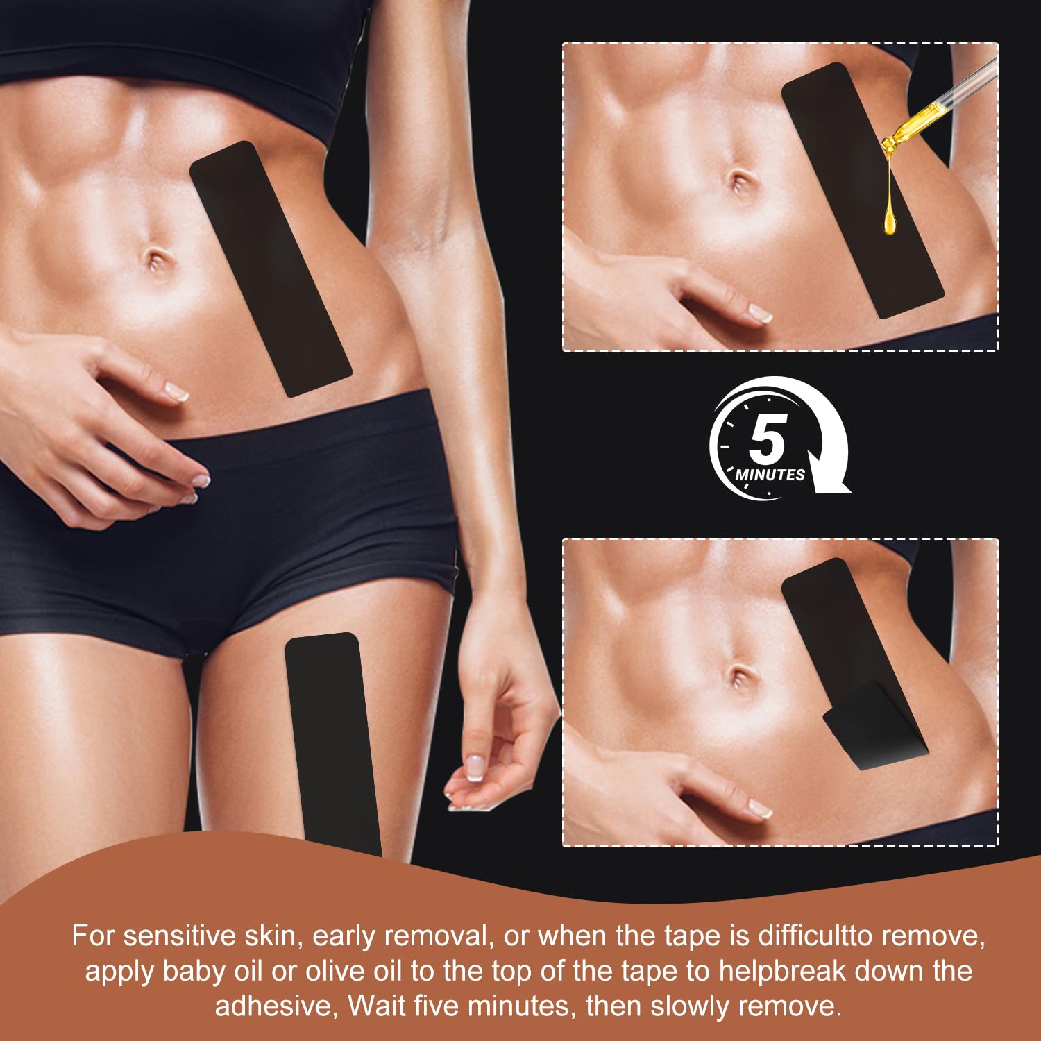 Premium Elastic Kinesiology Tape (2 Rolls) - Hypoallergenic Cotton Waterproof Athletic Tape for Muscle Pain Relief & Joint Support - 2 Inch x 16ft per Roll (Black) - Ideal for Sports Recovery, Physical Therapy & Injury Prevention