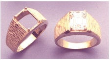 10x8mm & 11x9mm Emerald Cut Sterling Silver or 10K Gold Men's Ring Size 10 - Pre-Notched Blank Shank Setting (163 323/143 323) - Perfect for Wedding Bands, Engagement Rings & Jewelry Making