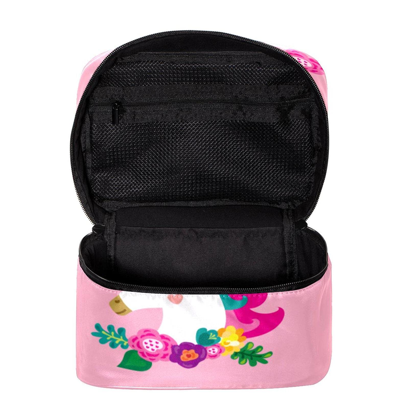 Pink Floral Unicorn Travel Makeup Bag - Large Cosmetic Organizer with Zipper for Women & Girls | Perfect for Vacation, Gym, School & Daily Essentials Storage