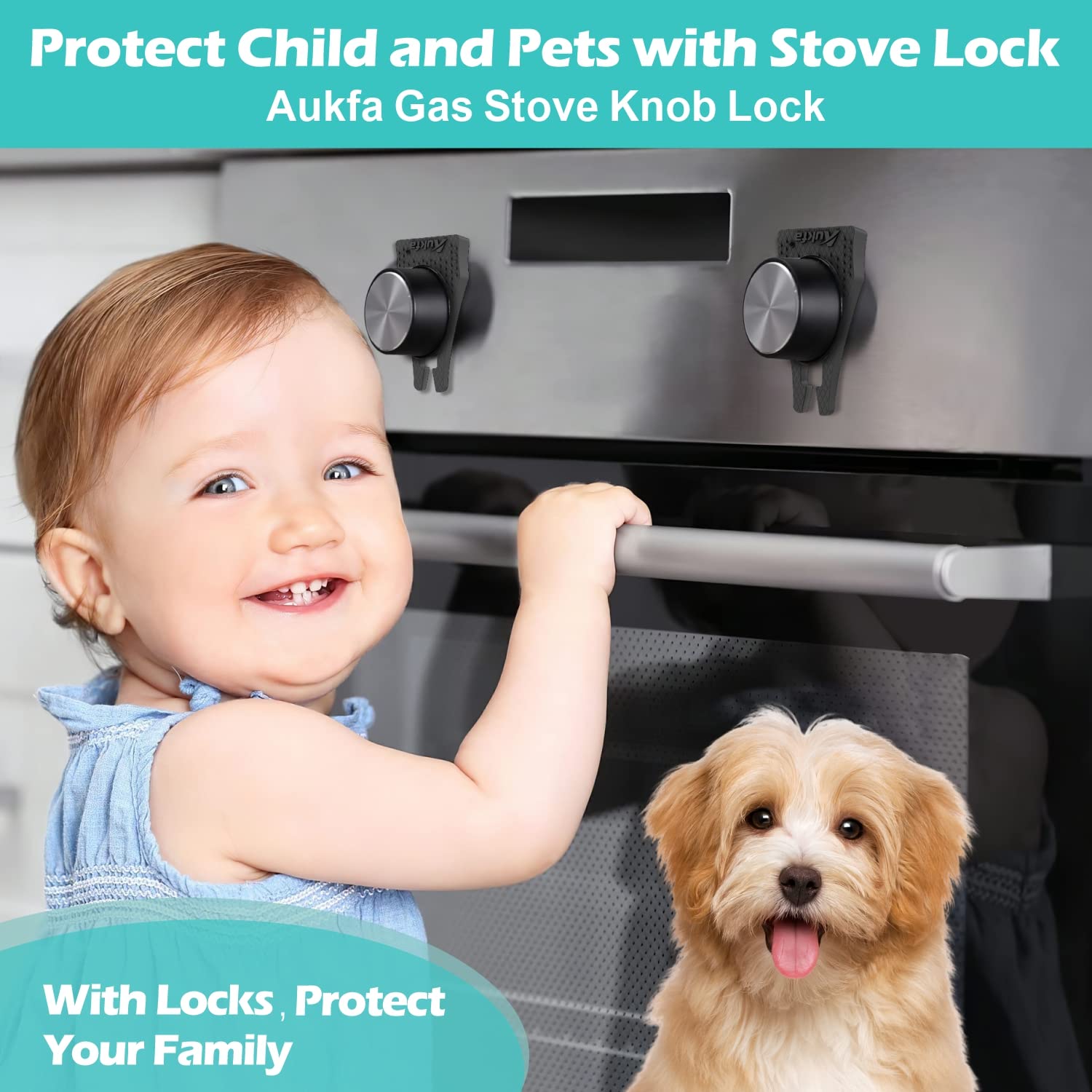 Child Safety Stove Knob Locks (6 Pack) - Baby Proof Gas Oven Knob Covers for Stove Guard - Perfect for Kitchen Safety with Toddlers at Home
