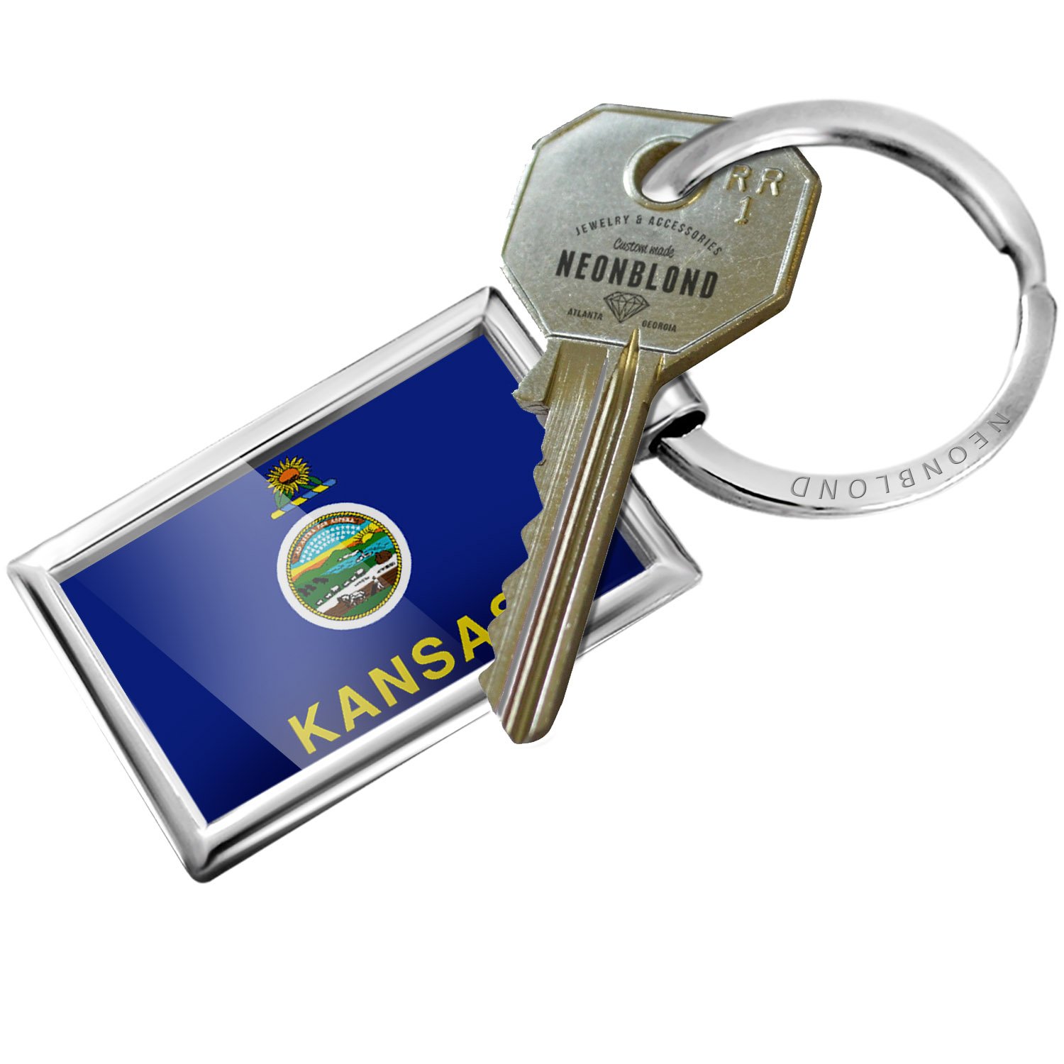 Kansas Flag Keychain - USA State Souvenir & Gift - Perfect for Travel, Home Decor, and Car Accessories