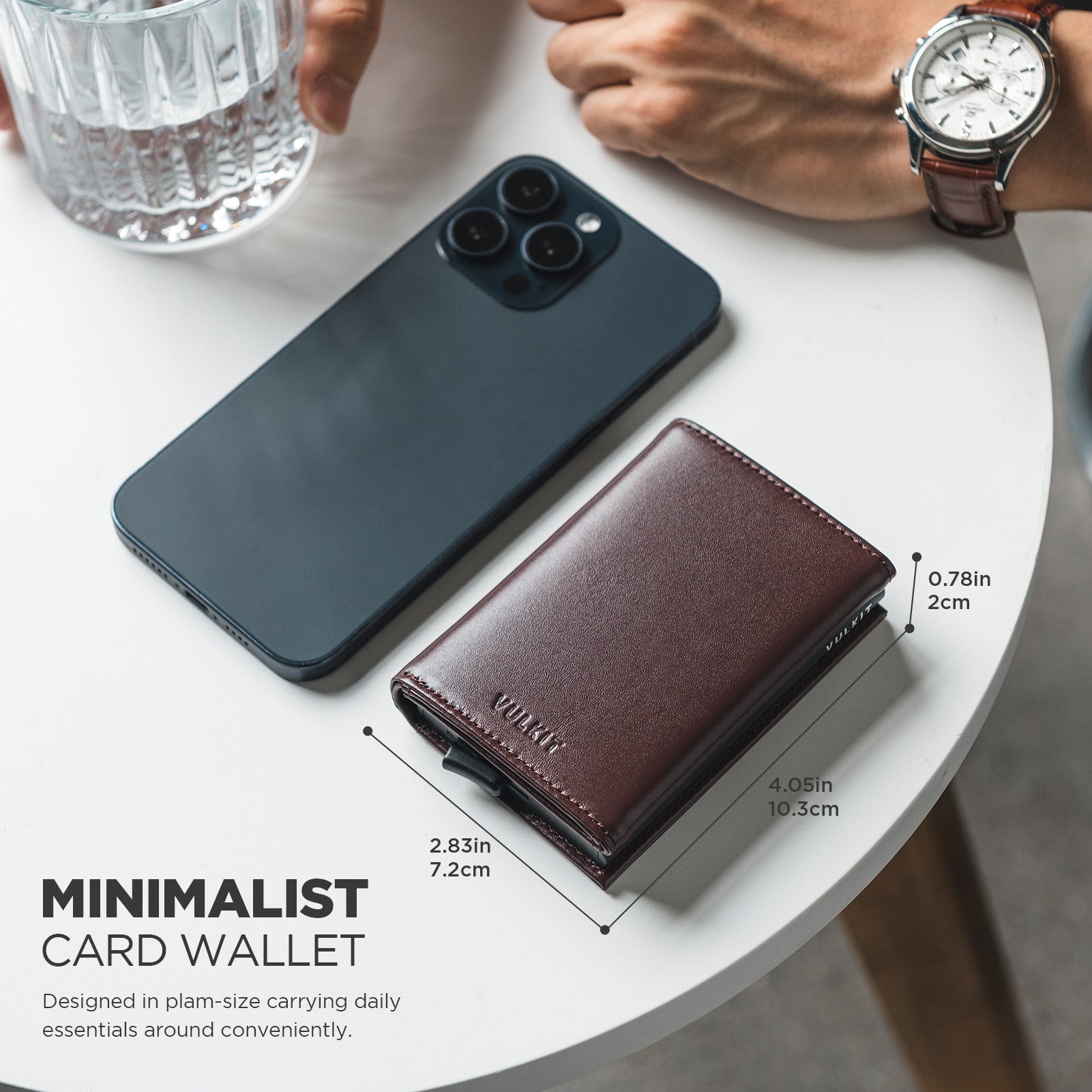 Genuine Leather Tri-Fold Wallet with Magnetic Closure - VC208P Slim RFID Blocking Wallet for Men, Perfect for Everyday Carry & Travel