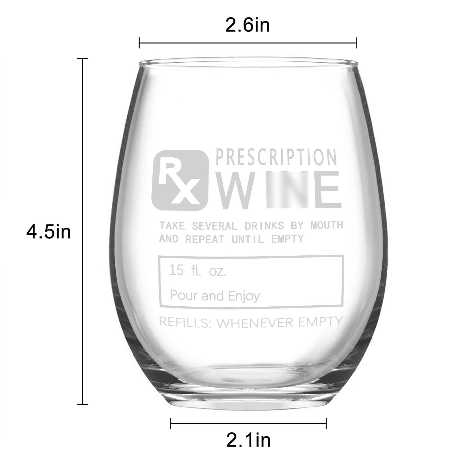 Gtmileo Funny Prescription Stemless Wine Glass - 15Oz Unique Gift for Wine Lovers, Doctors, Nurses & Pharmacists | Perfect for Nurses Day, Birthdays, Christmas & Wine Tasting Parties