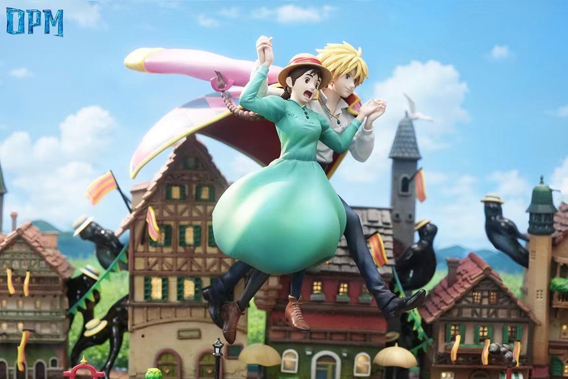 Howl’s Moving Castle Sophie and Howl's Aerial Stroll Desktop Scene - OPM Studio | Anime Collectible Figure for Home & Office Decoration | Perfect Gift for Studio Ghibli Fans
