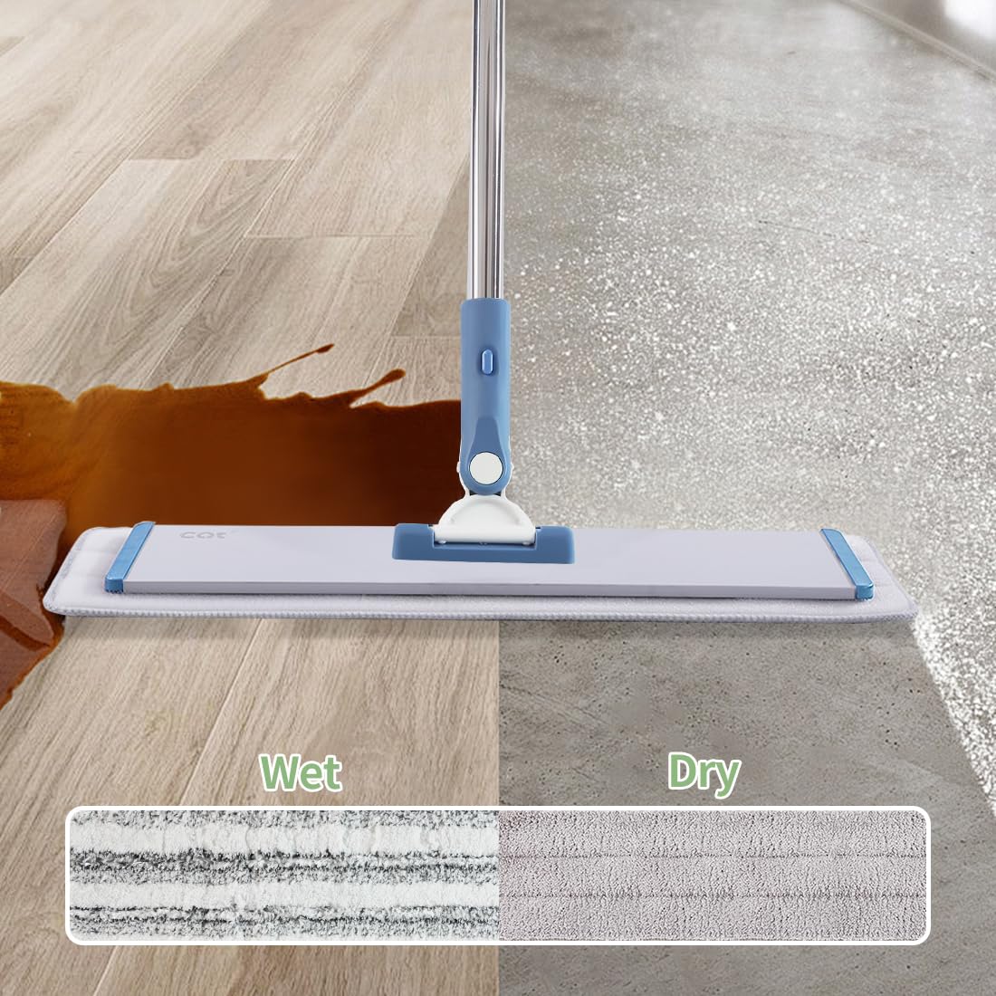 **CQT Commercial Flat Microfiber Floor Mop Cleaning System - 18