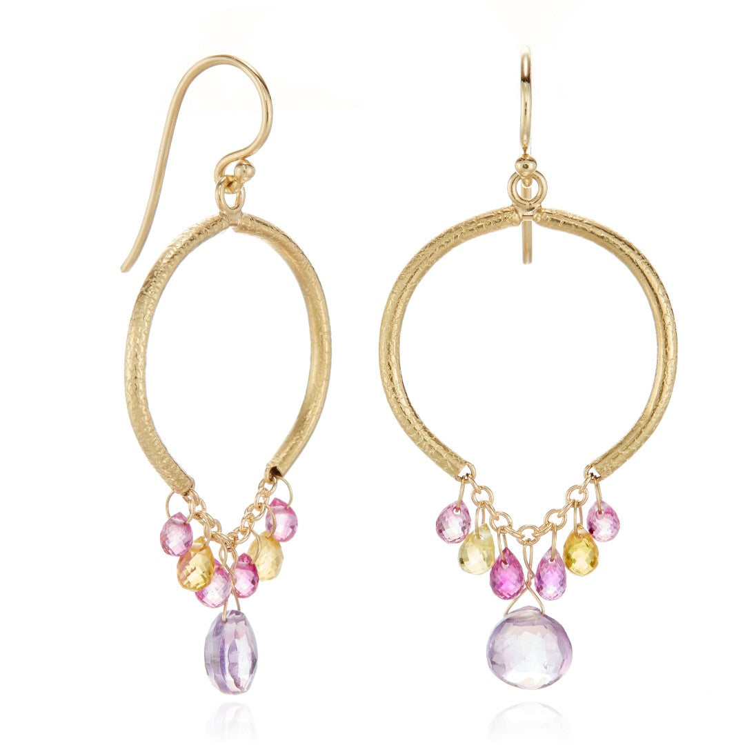 Elegant Sapphire & Amethyst Drop Earrings for Women | Dainty Gemstone Jewelry | Perfect for Weddings, Parties & Special Occasions