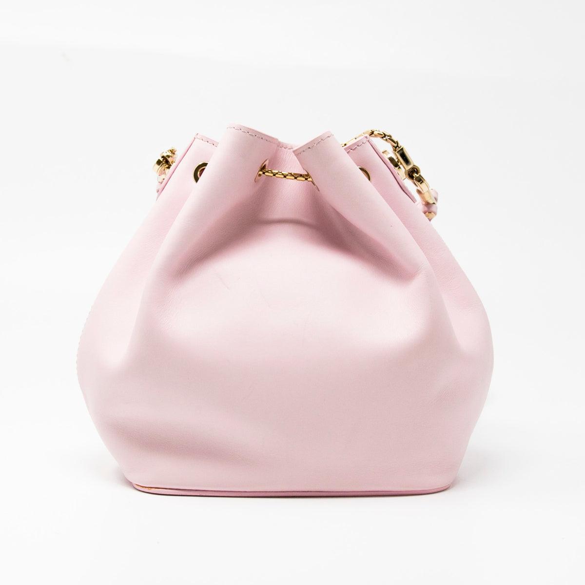 Bvlgari Serpenti Forever Pink Leather Bucket Bag for Women - Luxury Designer Handbag for Evening Parties & Special Occasions