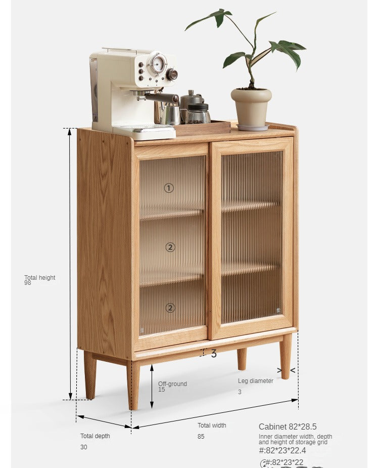Solid Oak Wood Sideboard with Sliding Doors - Stylish Storage for Dining Room, Living Room, or Entryway