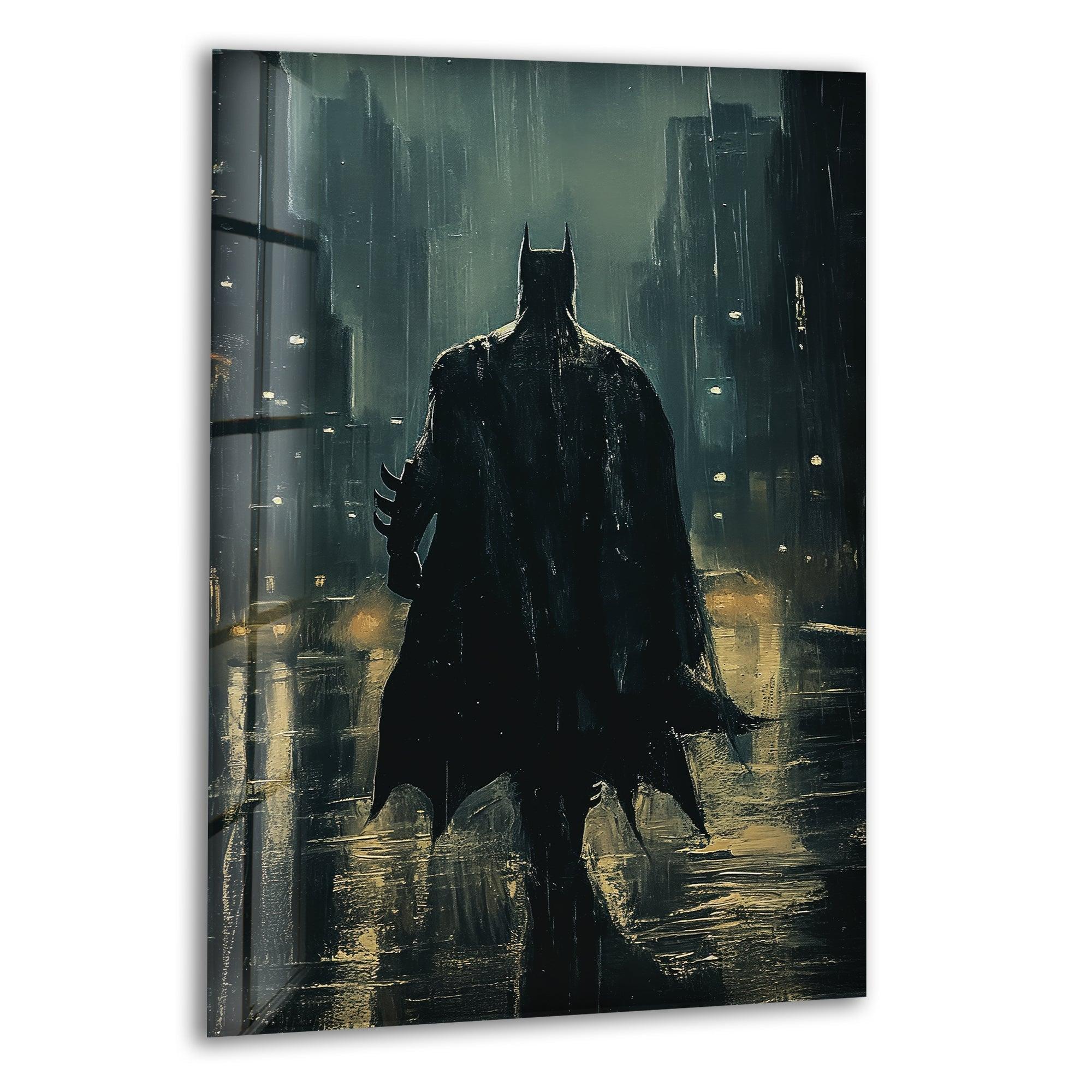 Batman Black Knight Stained Glass Wall Art - Gothic Superhero Decor for Home, Office & Man Cave