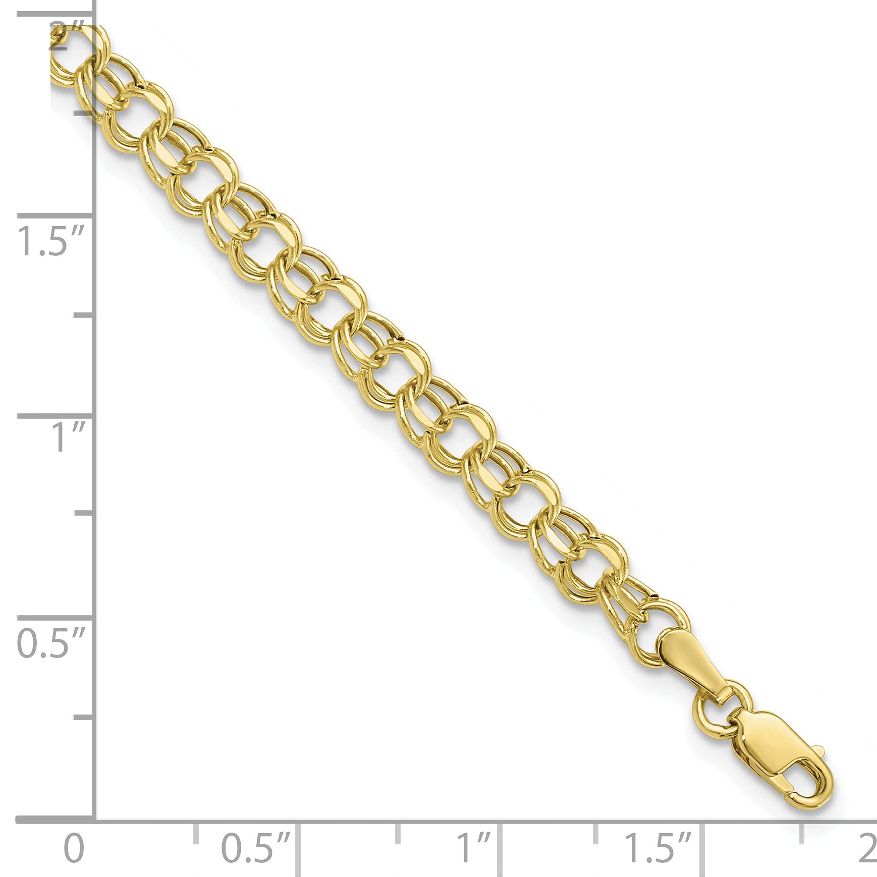 10K Yellow Gold Hollow Diamond-Cut Double Link Charm Bracelet & Anklet - 7