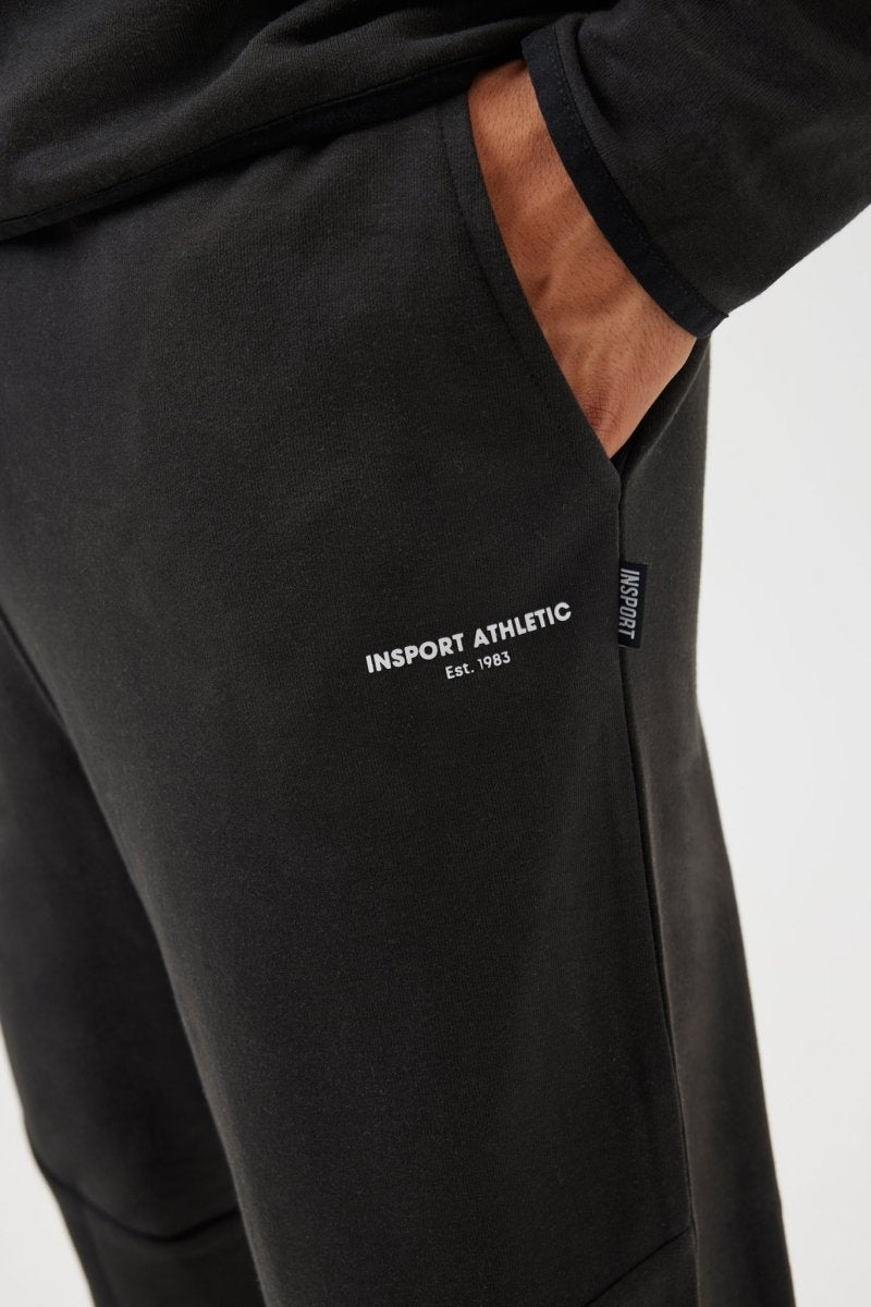 INSPORT Men's TEC Black Performance Track Pants - Lightweight Athletic Joggers for Running, Gym & Casual Wear