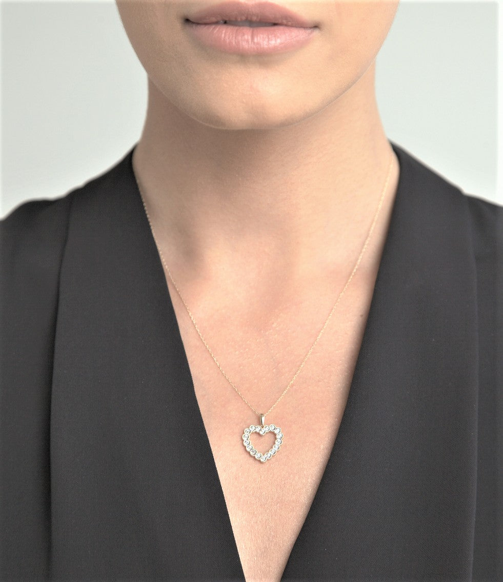 Exquisite Diamond Heart Pendant Necklace - 14K Gold/White Gold Plated Jewelry Gift for Women - Perfect for Valentine's Day, Anniversary & Romantic Occasions