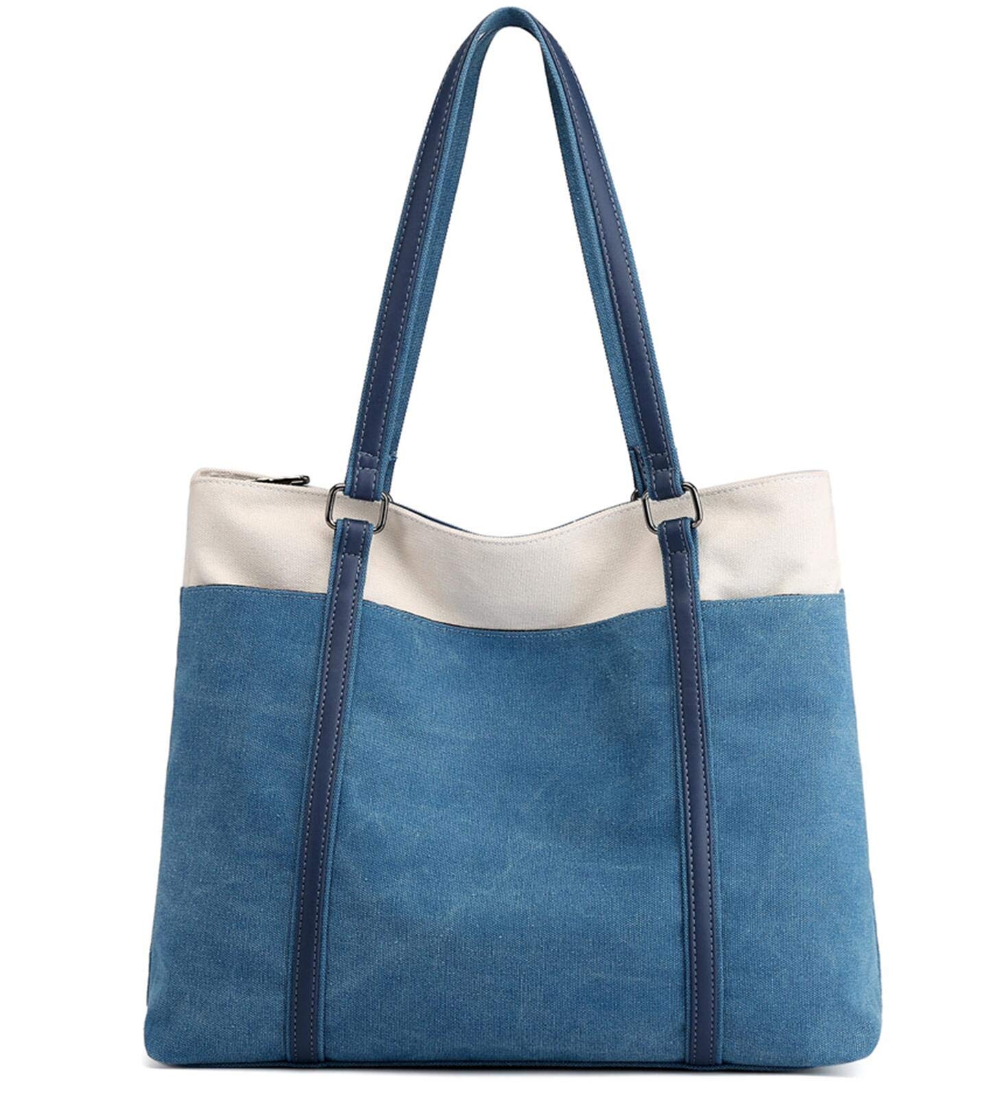 VOGUZY Women's Canvas Laptop Tote Bag - Stylish Work Purse & Professional Handbag for Office, Commute & Business Travel
