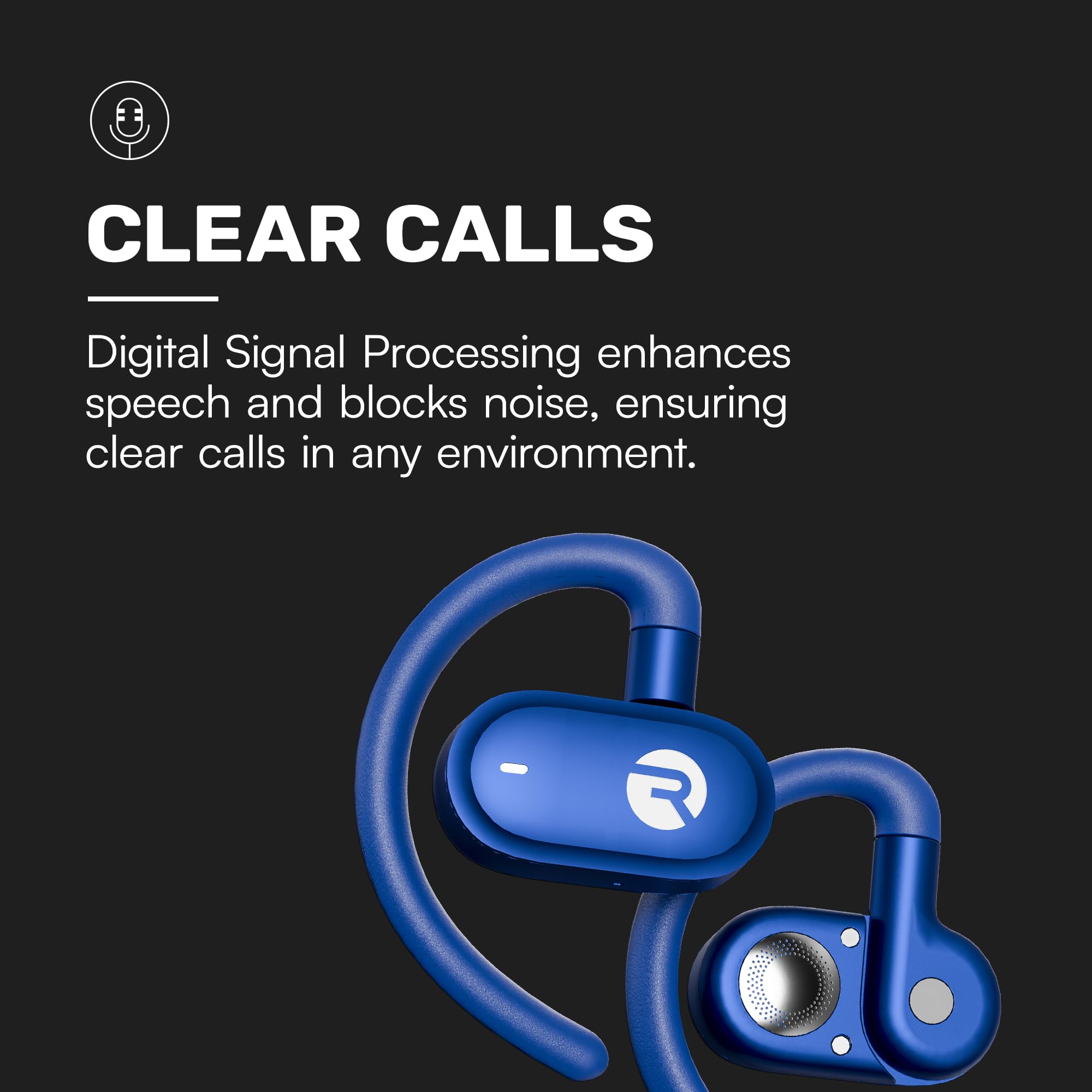 Raycon Open Earbuds - True Wireless Bluetooth Headphones with Hook Design, IPX5 Water Resistant, 40H Battery Life for Running, Cycling & Outdoor Sports (Blue)