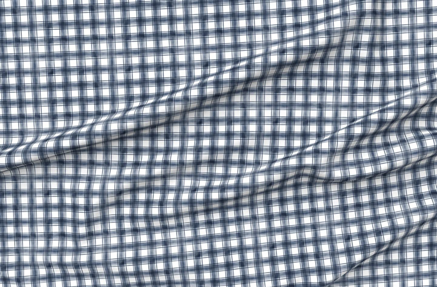 Watercolor Plaid Navy Check Tartan Printed Minky Fabric by The Yard - Soft & Trendy for Sewing Baby Blankets, Quilt Backing, Plush Toys & DIY Crafts - Perfect for Nursery Decor, Gift Making & Home Projects