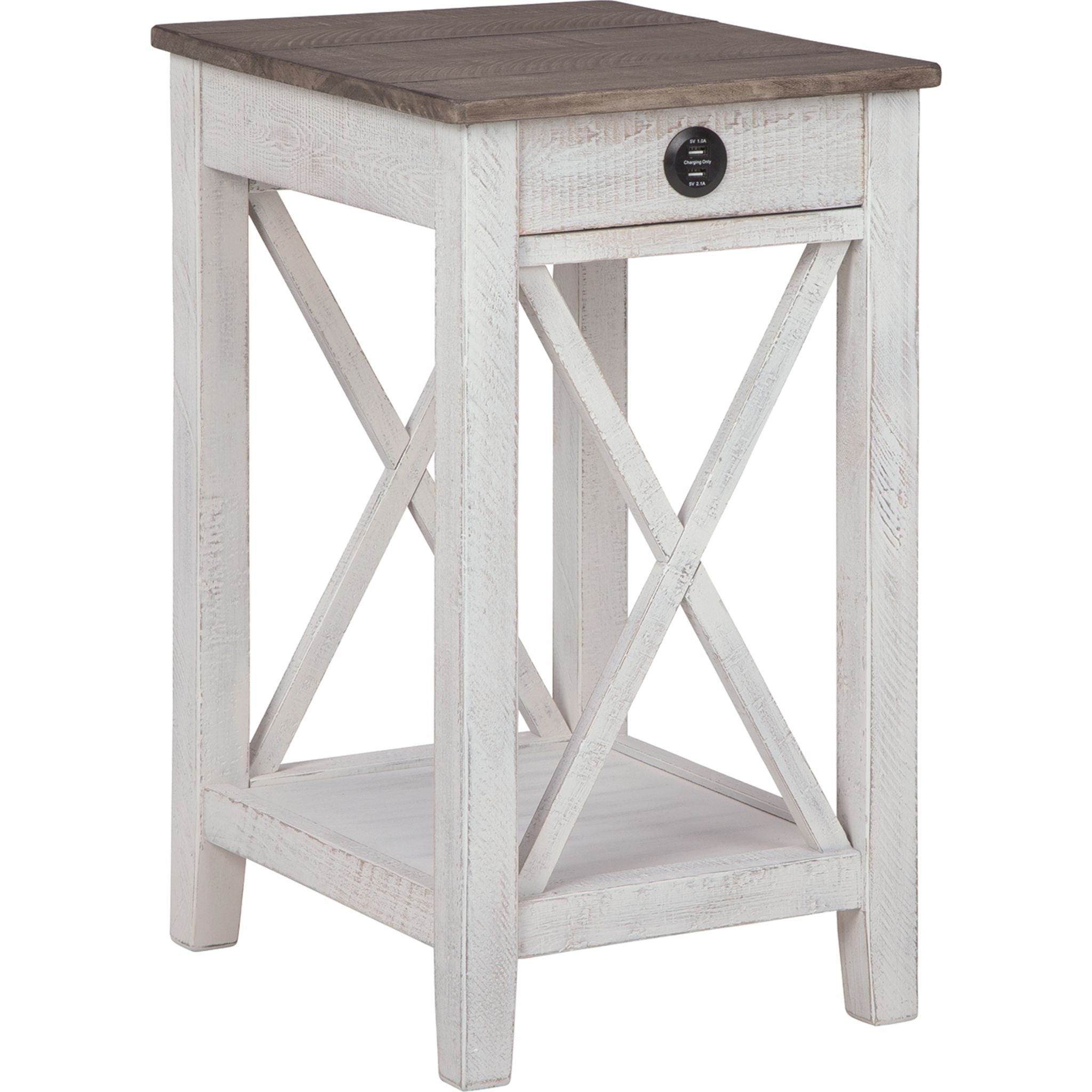 Adalane Modern Accent Table - White & Gray Side Table for Living Room, Bedroom, or Office - Perfect for Small Spaces & Home Decor