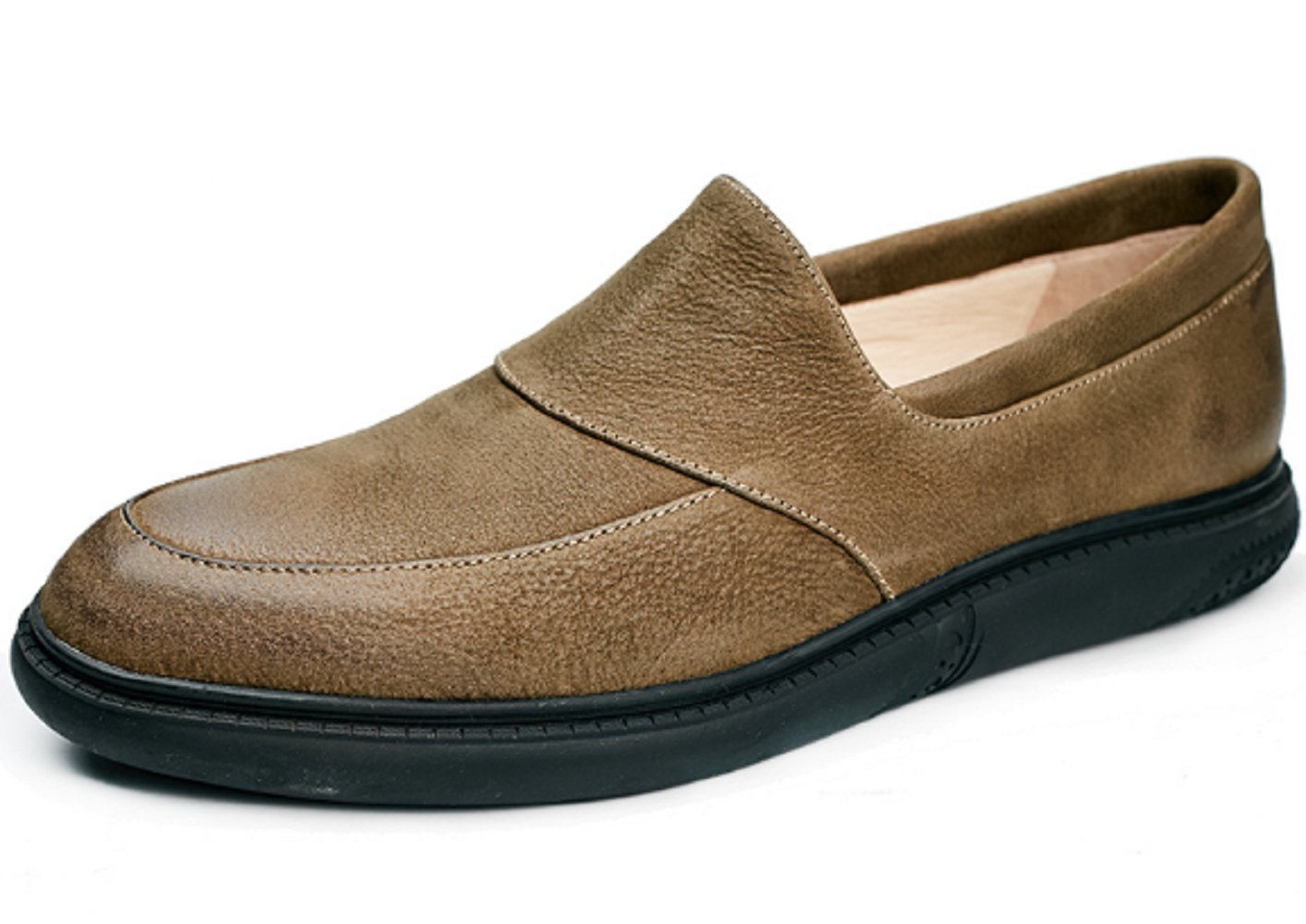 Vintage Men's Genuine Leather Slip-On Loafers - Comfortable Casual Shoes for Spring & Summer - Perfect for Office, Travel, and Everyday Wear