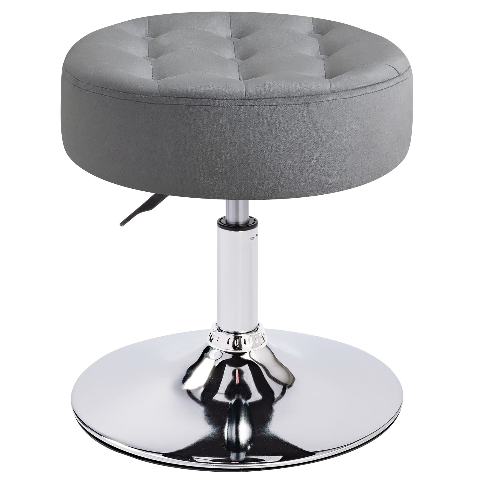 Furnimart Modern Round Velvet Vanity Stool with Gold Legs - Contemporary Makeup Seat for Bedroom, Living Room & Entryway - Soft Upholstered Ottoman for Dressing Table, Vanity Area & Home Decor