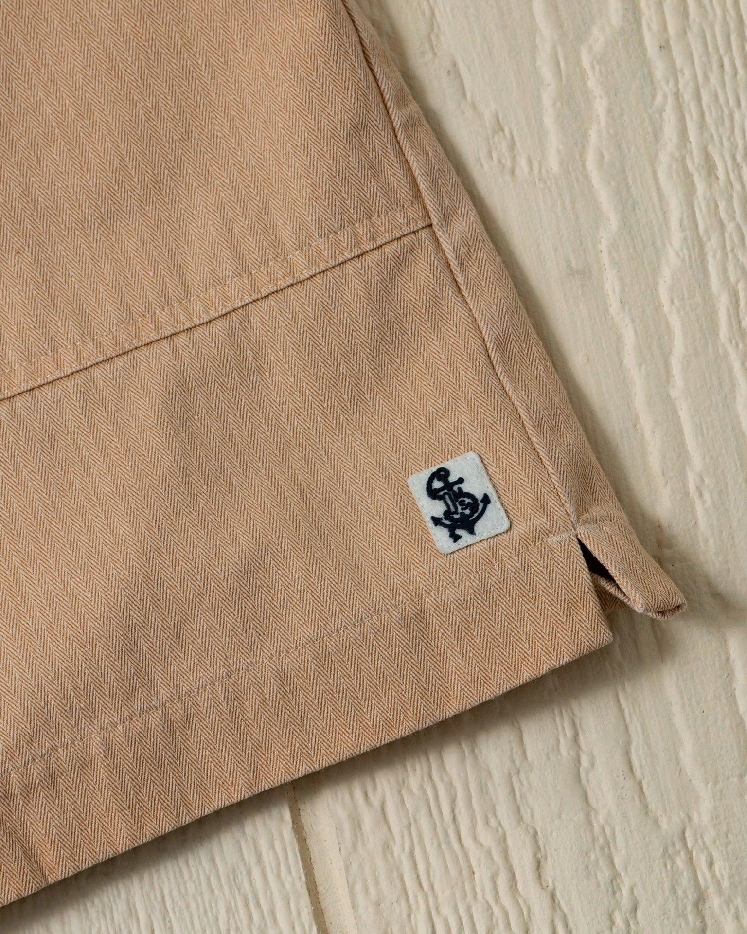 Ventura Khaki Salt Washed Herringbone Shorts for Men - Comfortable Casual Wear for Outdoor Activities and Summer Adventures