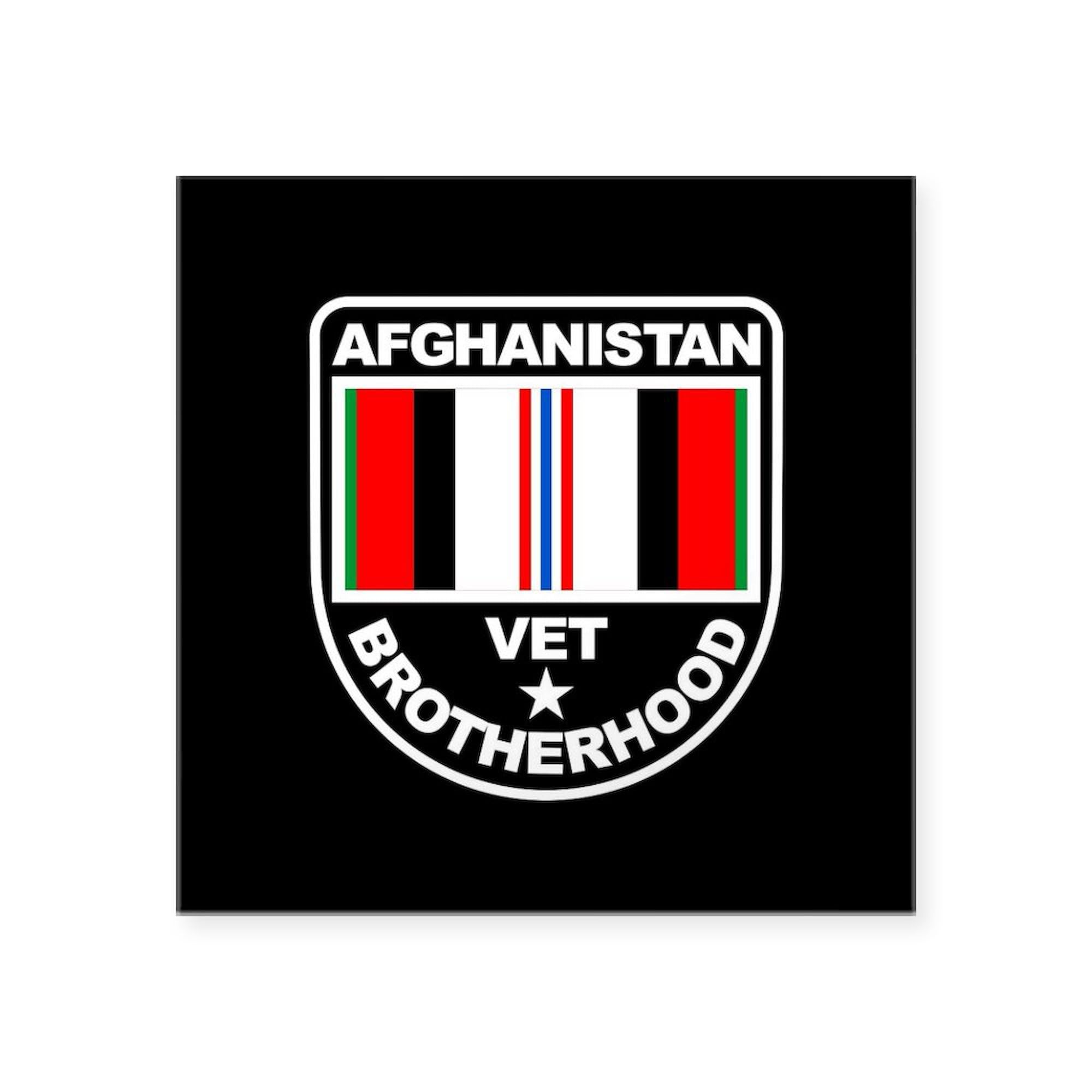 Afghanistan Veteran Brotherhood Square Bumper Sticker 3x3 Inch - Patriotic Car Decal for Military Support, US Army Veteran Gifts - Perfect for Cars, Laptops, Windows & DIY Projects