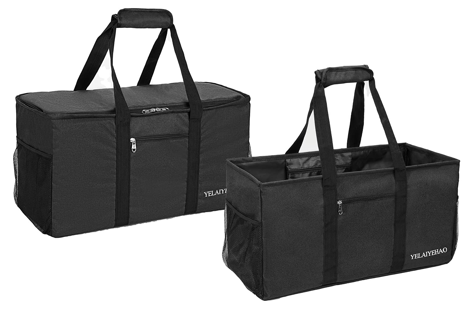 2 Large Foldable Tote Bags for Storage, Beach & Shopping | Gym & Travel